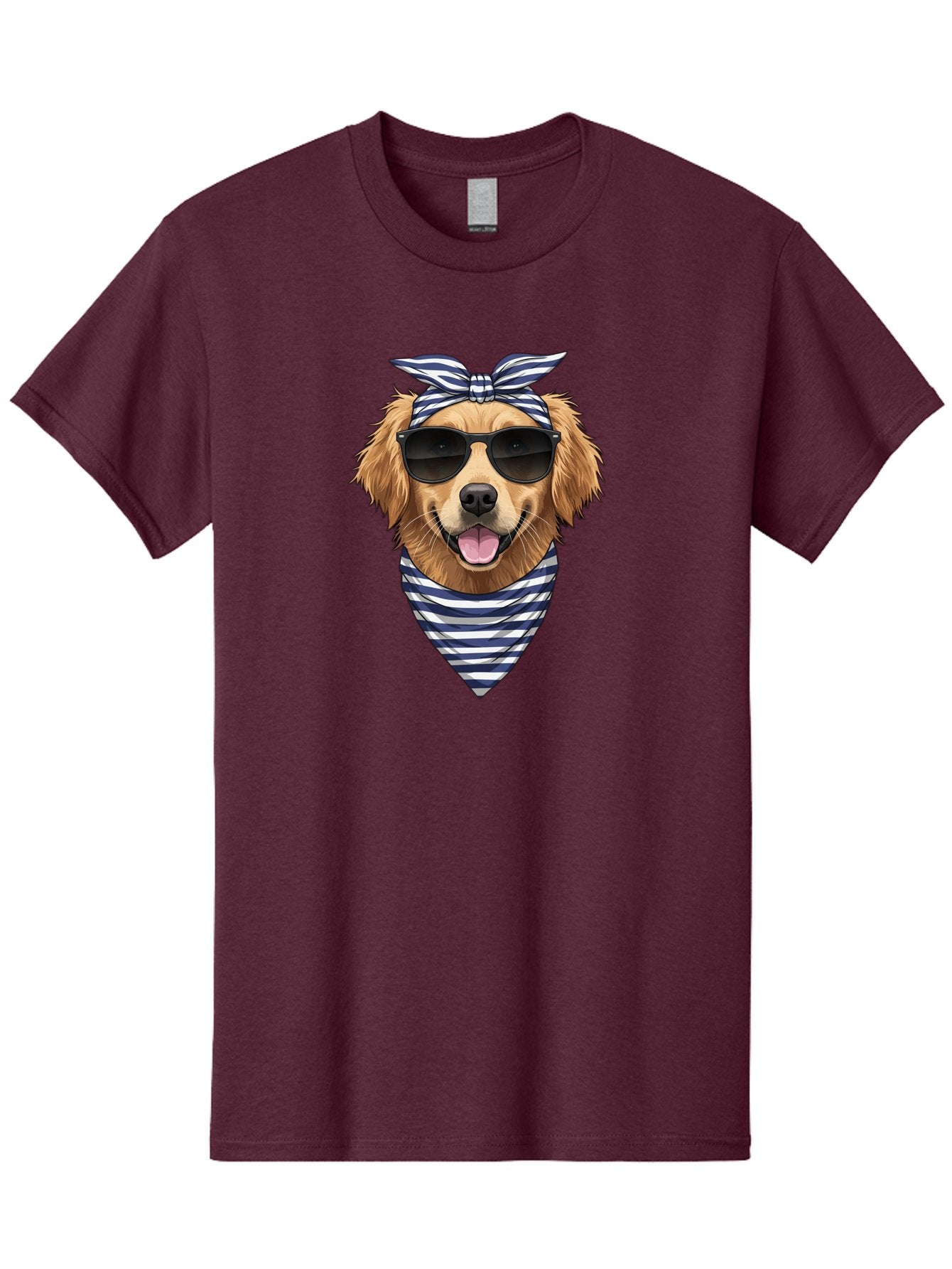 Golden-Dog Men'S Graphic Tee, 100% Cotton, Comfortable Casual Summer Wear, Machine Washable, Cool Dog, Dog Wearing Sunglasses, Retro Dog, Dog With Bandana, Cute Canine, Happy Dog, Stylish Pup, Funny Animal Bab965 9