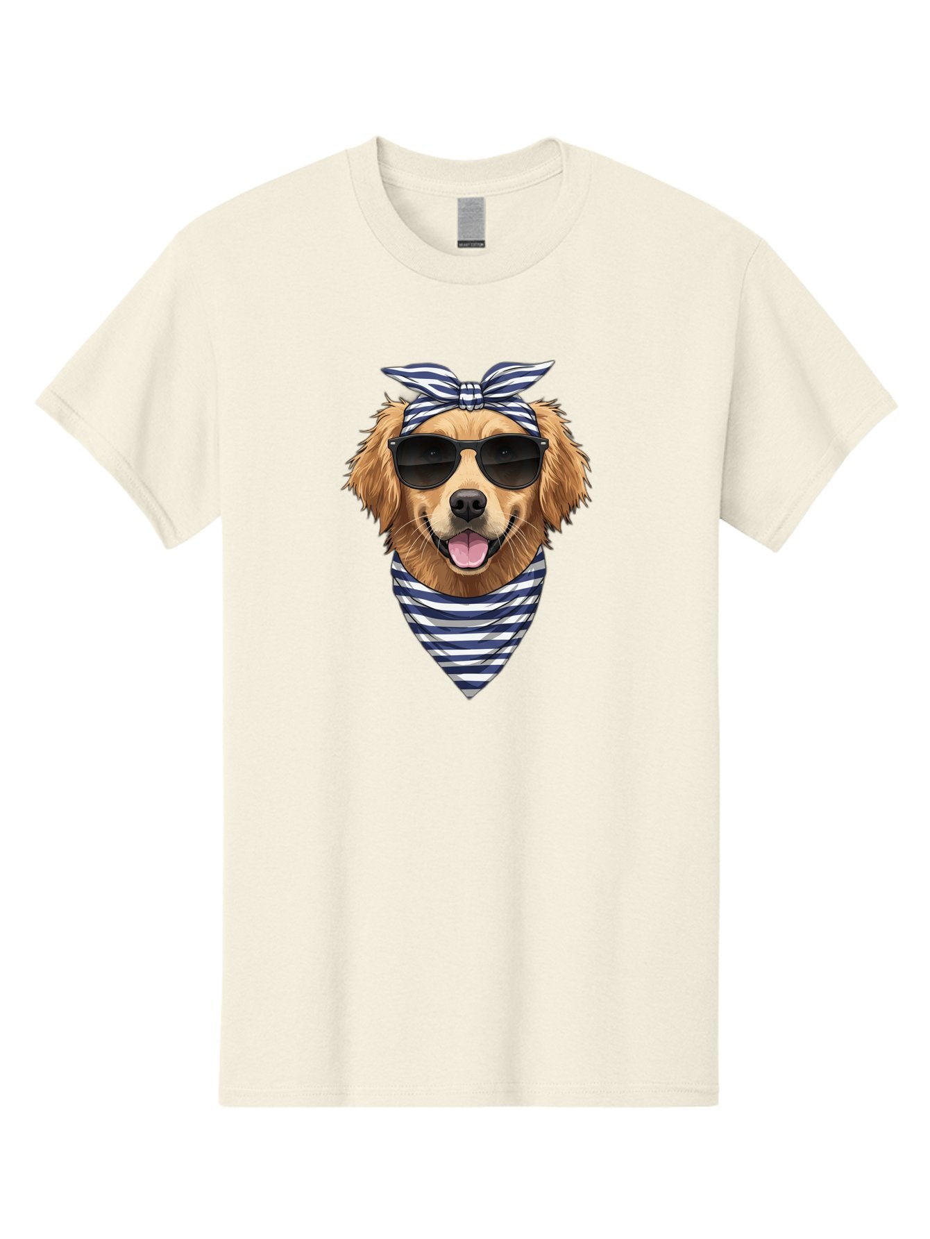 Golden-Dog Men'S Graphic Tee, 100% Cotton, Comfortable Casual Summer Wear, Machine Washable, Cool Dog, Dog Wearing Sunglasses, Retro Dog, Dog With Bandana, Cute Canine, Happy Dog, Stylish Pup, Funny Animal Bab965 10