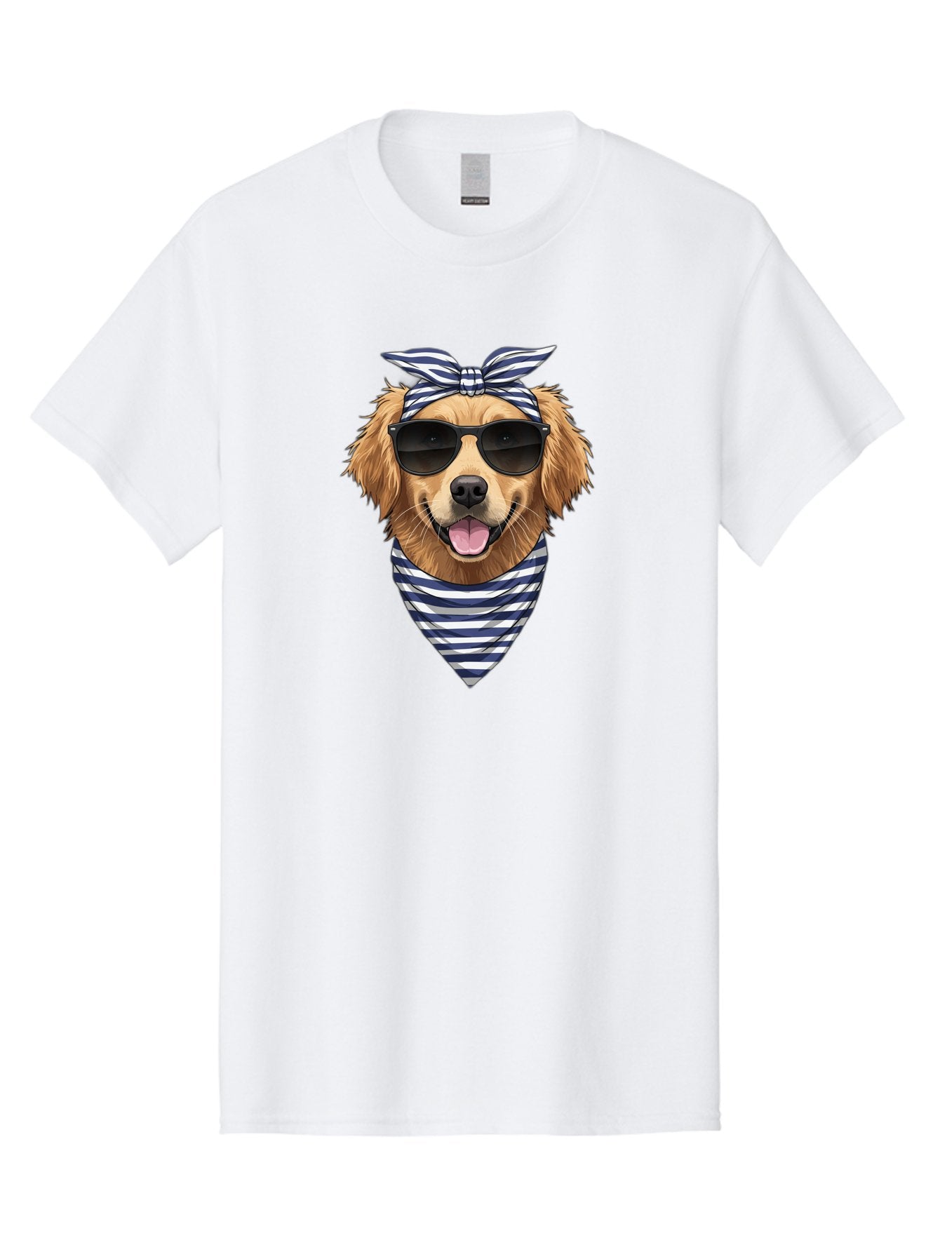 Golden-Dog Men'S Graphic Tee, 100% Cotton, Comfortable Casual Summer Wear, Machine Washable, Cool Dog, Dog Wearing Sunglasses, Retro Dog, Dog With Bandana, Cute Canine, Happy Dog, Stylish Pup, Funny Animal Bab965 12