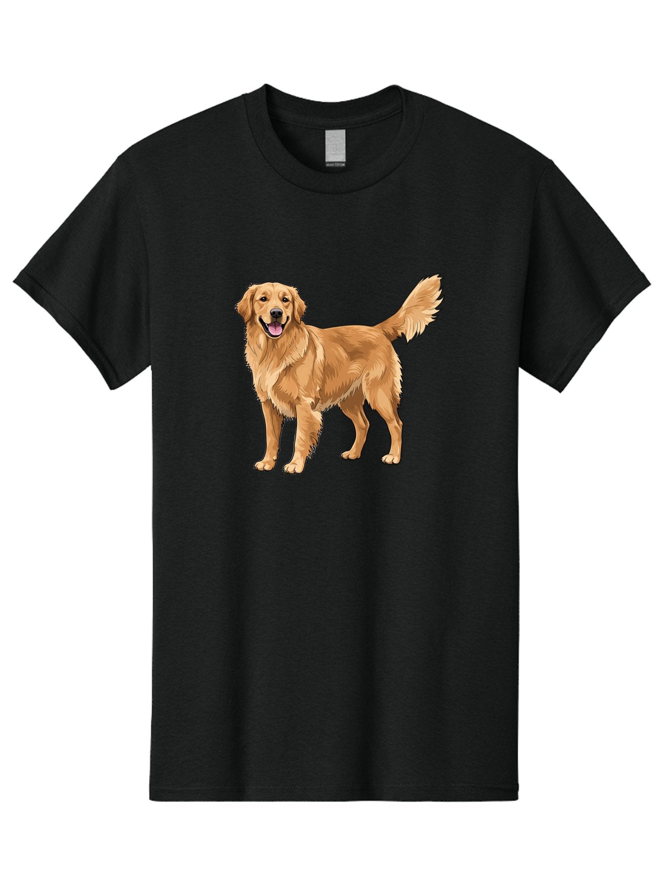 Golden-Retriever-10 Men'S Graphic Tee, 100% Cotton, Comfortable Casual Summer Wear, Machine Washable, Golden Retriever Dog, Golden Fur, Friendly Expression, Wagging Tail, Standing Pose, Canine Companion, Dog Illustration, Fluffy Coat, Bab967 7