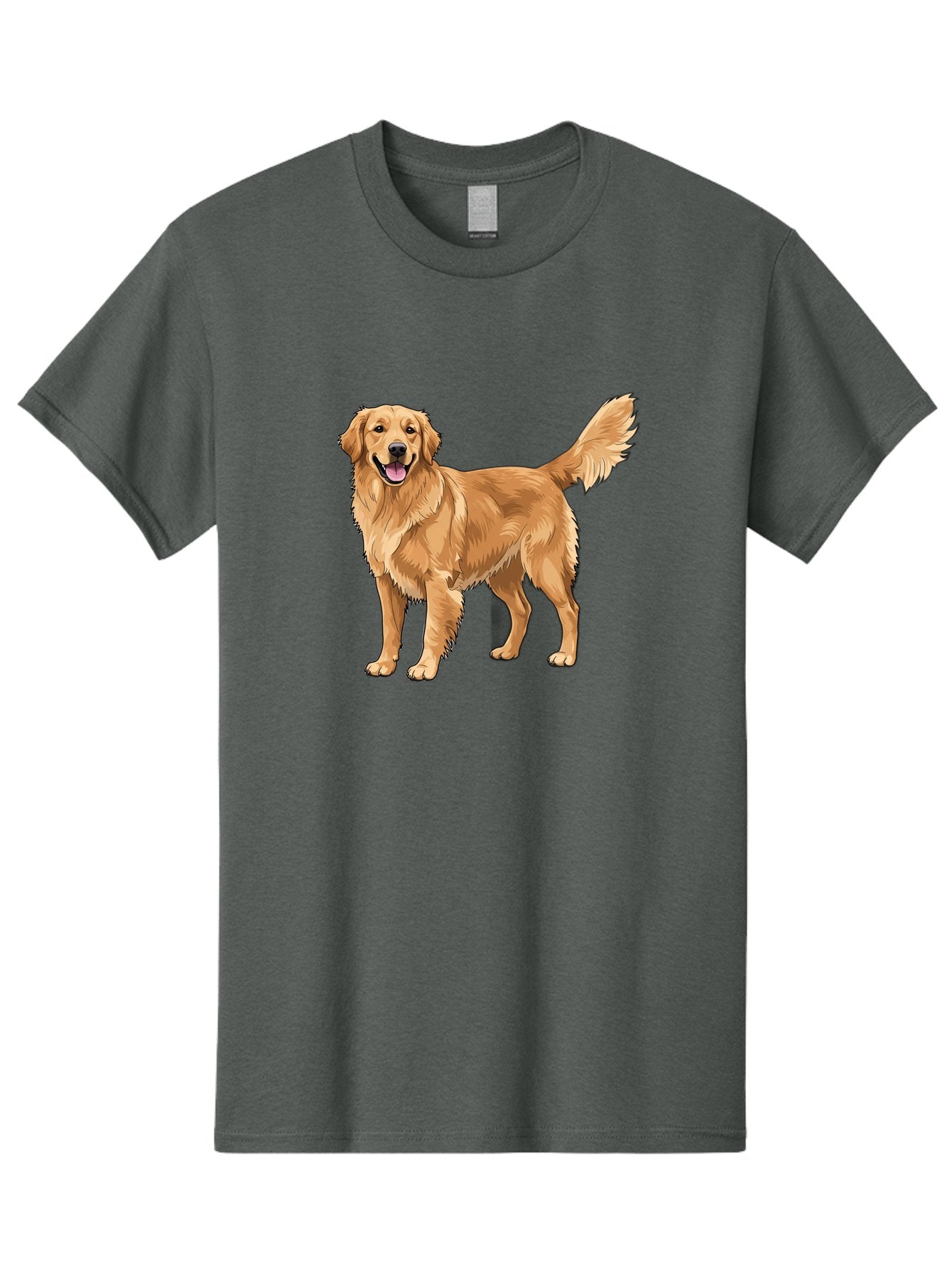 Golden-Retriever-10 Men'S Graphic Tee, 100% Cotton, Comfortable Casual Summer Wear, Machine Washable, Golden Retriever Dog, Golden Fur, Friendly Expression, Wagging Tail, Standing Pose, Canine Companion, Dog Illustration, Fluffy Coat, Bab967 10