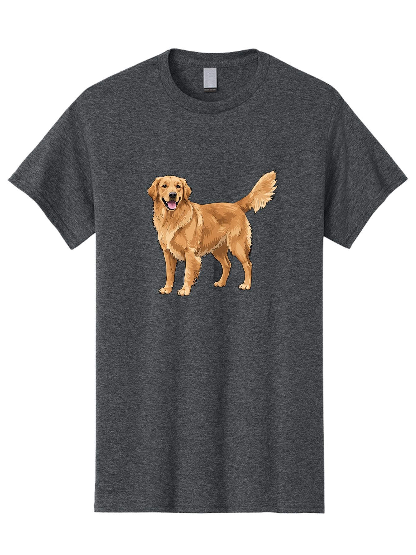 Golden-Retriever-10 Men'S Graphic Tee, 100% Cotton, Comfortable Casual Summer Wear, Machine Washable, Golden Retriever Dog, Golden Fur, Friendly Expression, Wagging Tail, Standing Pose, Canine Companion, Dog Illustration, Fluffy Coat, Bab967 8