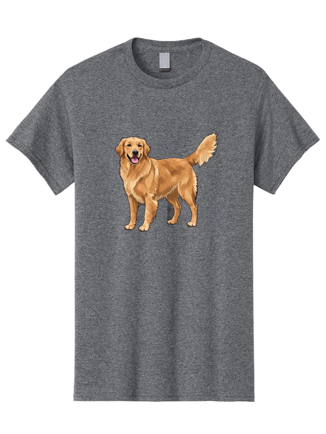 Golden-Retriever-10 Men'S Graphic Tee, 100% Cotton, Comfortable Casual Summer Wear, Machine Washable, Golden Retriever Dog, Golden Fur, Friendly Expression, Wagging Tail, Standing Pose, Canine Companion, Dog Illustration, Fluffy Coat, Bab967 6