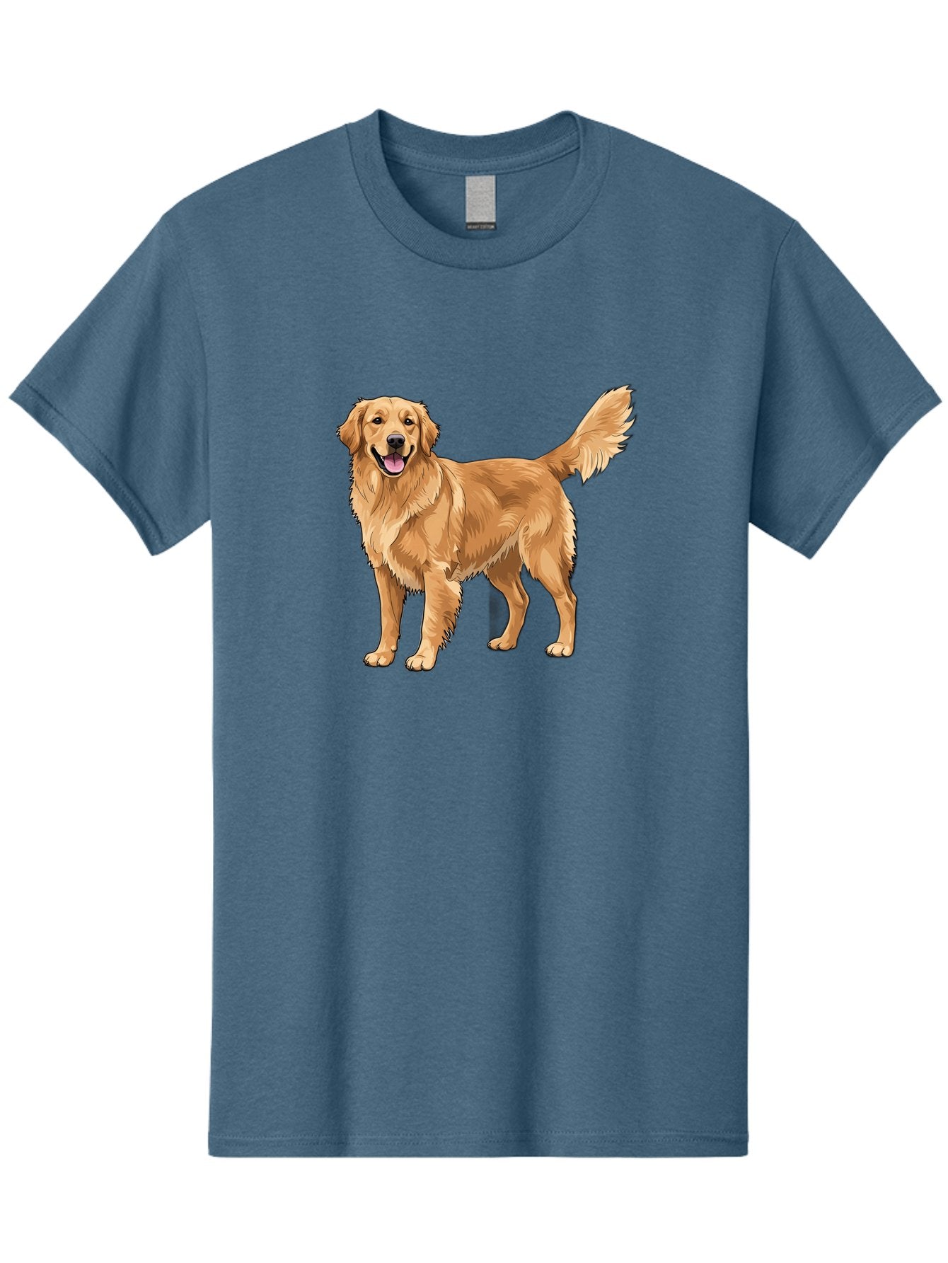 Golden-Retriever-10 Men'S Graphic Tee, 100% Cotton, Comfortable Casual Summer Wear, Machine Washable, Golden Retriever Dog, Golden Fur, Friendly Expression, Wagging Tail, Standing Pose, Canine Companion, Dog Illustration, Fluffy Coat, Bab967 3