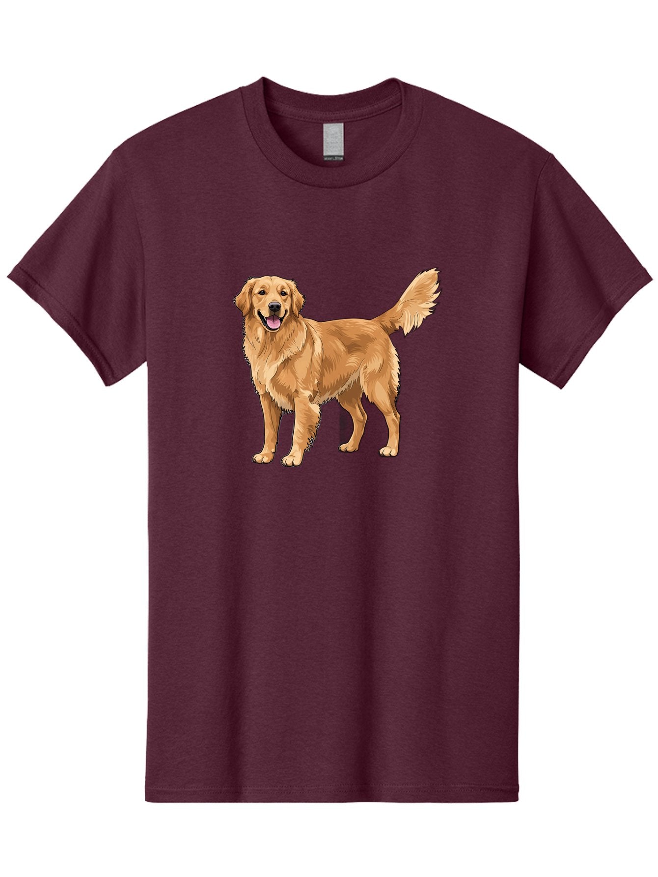 Golden-Retriever-10 Men'S Graphic Tee, 100% Cotton, Comfortable Casual Summer Wear, Machine Washable, Golden Retriever Dog, Golden Fur, Friendly Expression, Wagging Tail, Standing Pose, Canine Companion, Dog Illustration, Fluffy Coat, Bab967