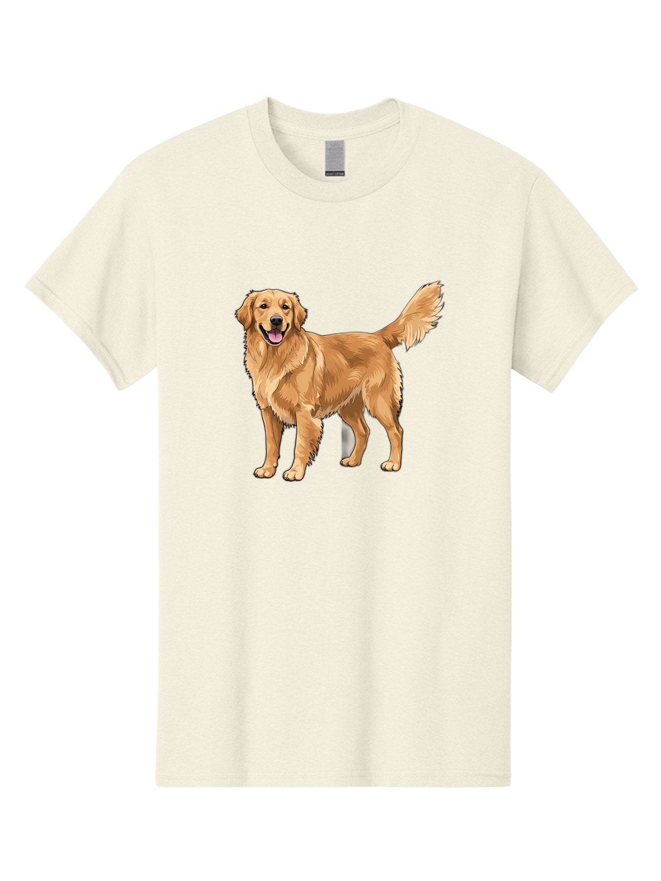 Golden-Retriever-10 Men'S Graphic Tee, 100% Cotton, Comfortable Casual Summer Wear, Machine Washable, Golden Retriever Dog, Golden Fur, Friendly Expression, Wagging Tail, Standing Pose, Canine Companion, Dog Illustration, Fluffy Coat, Bab967 5