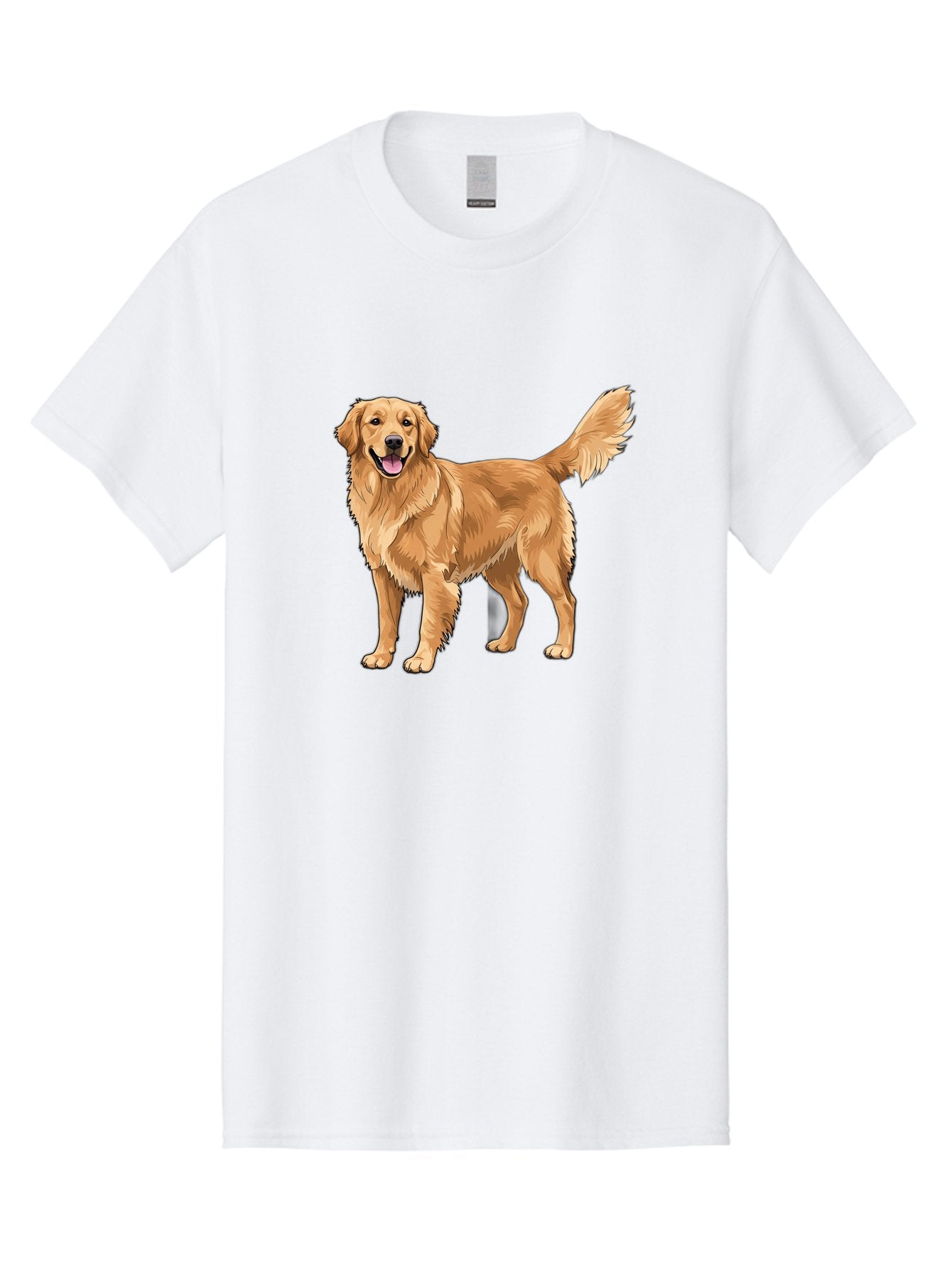 Golden-Retriever-10 Men'S Graphic Tee, 100% Cotton, Comfortable Casual Summer Wear, Machine Washable, Golden Retriever Dog, Golden Fur, Friendly Expression, Wagging Tail, Standing Pose, Canine Companion, Dog Illustration, Fluffy Coat, Bab967 9