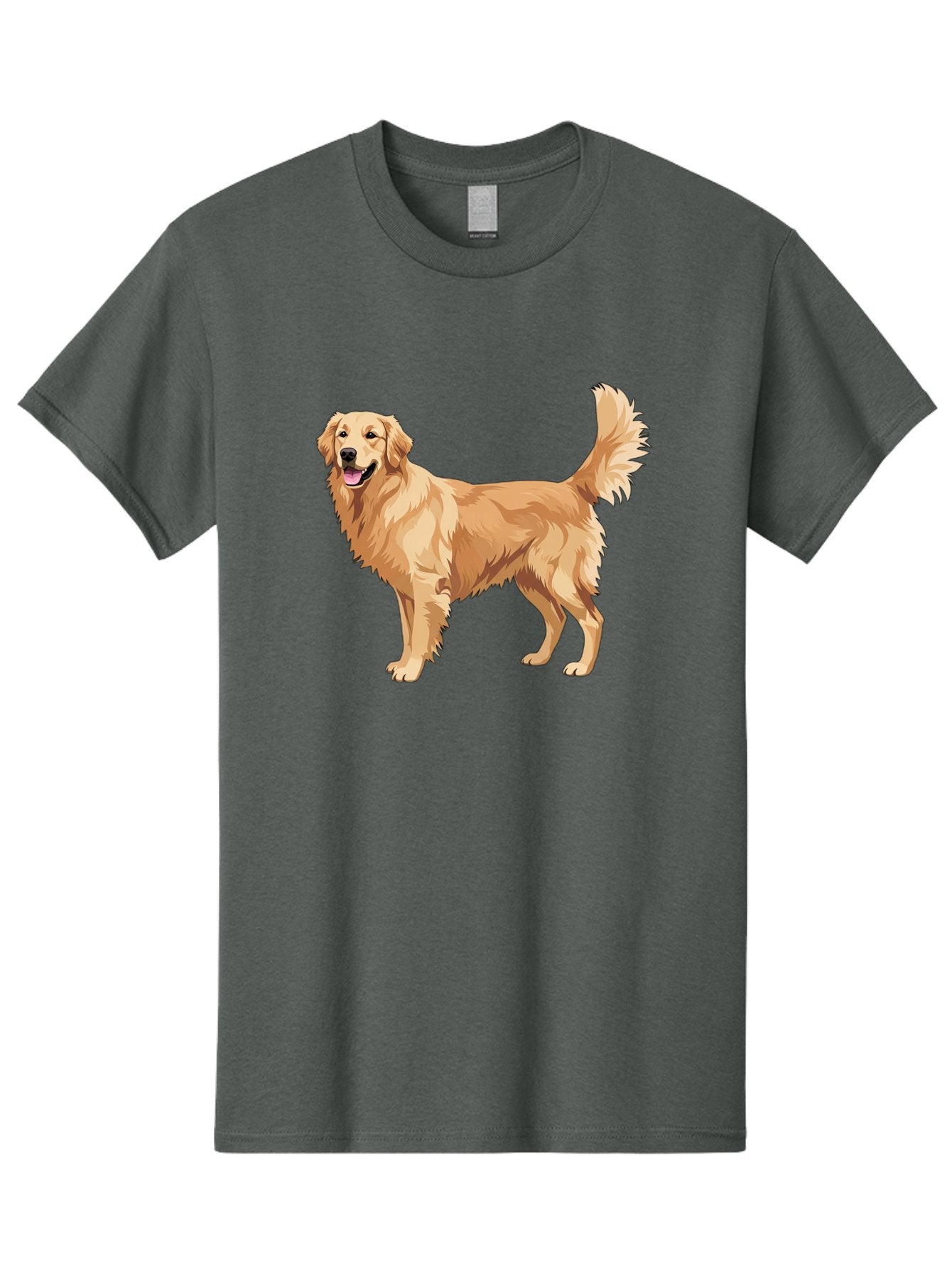 Golden-Retriever-11 Men'S Graphic Tee, 100% Cotton, Comfortable Casual Summer Wear, Machine Washable, Golden Retriever Dog, Happy Dog, Dog Illustration, Canine Graphic, Friendly Dog, Dog Portrait, Retriever Breed, Dog Art Bab968