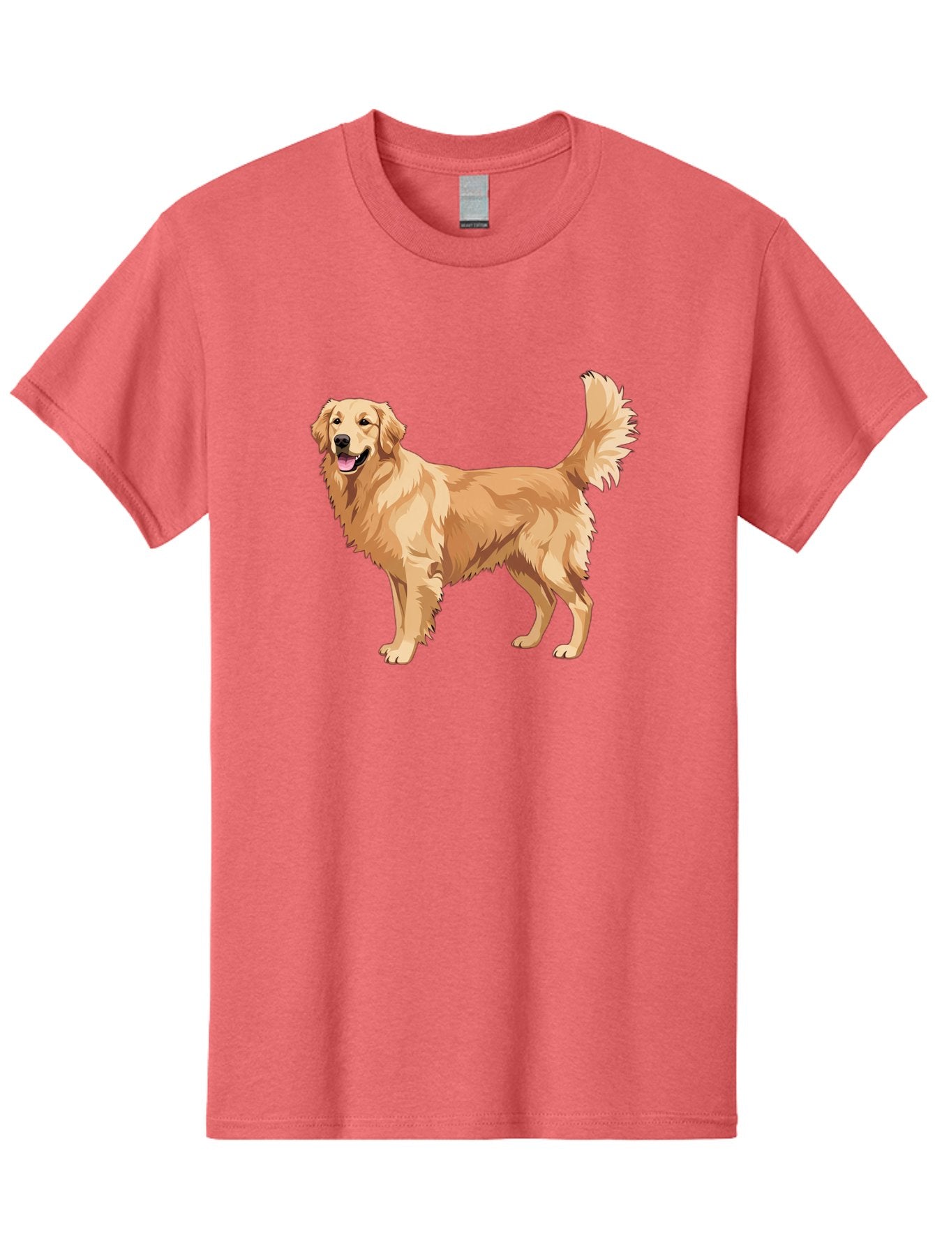 Golden-Retriever-11 Men'S Graphic Tee, 100% Cotton, Comfortable Casual Summer Wear, Machine Washable, Golden Retriever Dog, Happy Dog, Dog Illustration, Canine Graphic, Friendly Dog, Dog Portrait, Retriever Breed, Dog Art Bab968 8