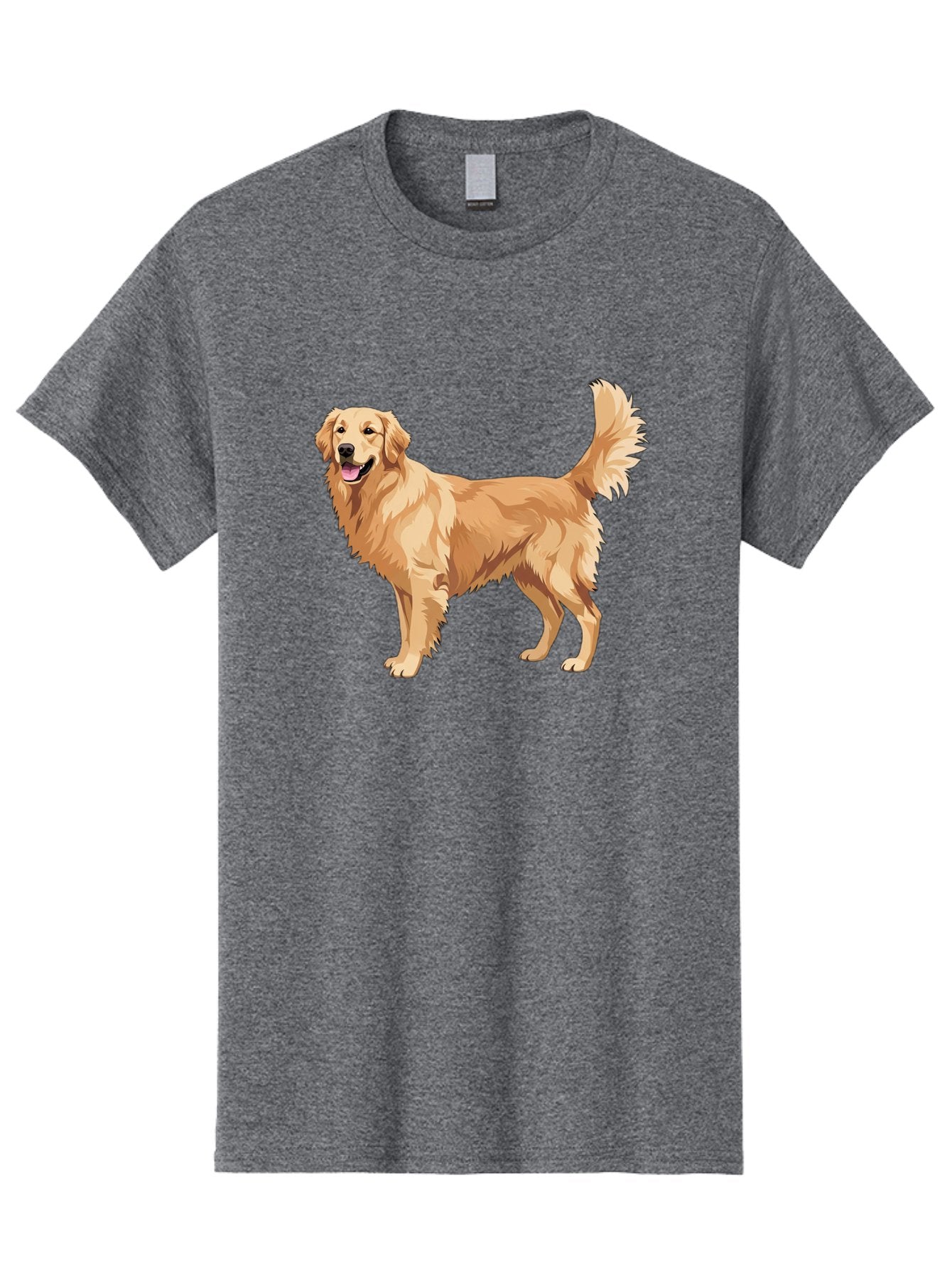 Golden-Retriever-11 Men'S Graphic Tee, 100% Cotton, Comfortable Casual Summer Wear, Machine Washable, Golden Retriever Dog, Happy Dog, Dog Illustration, Canine Graphic, Friendly Dog, Dog Portrait, Retriever Breed, Dog Art Bab968 6