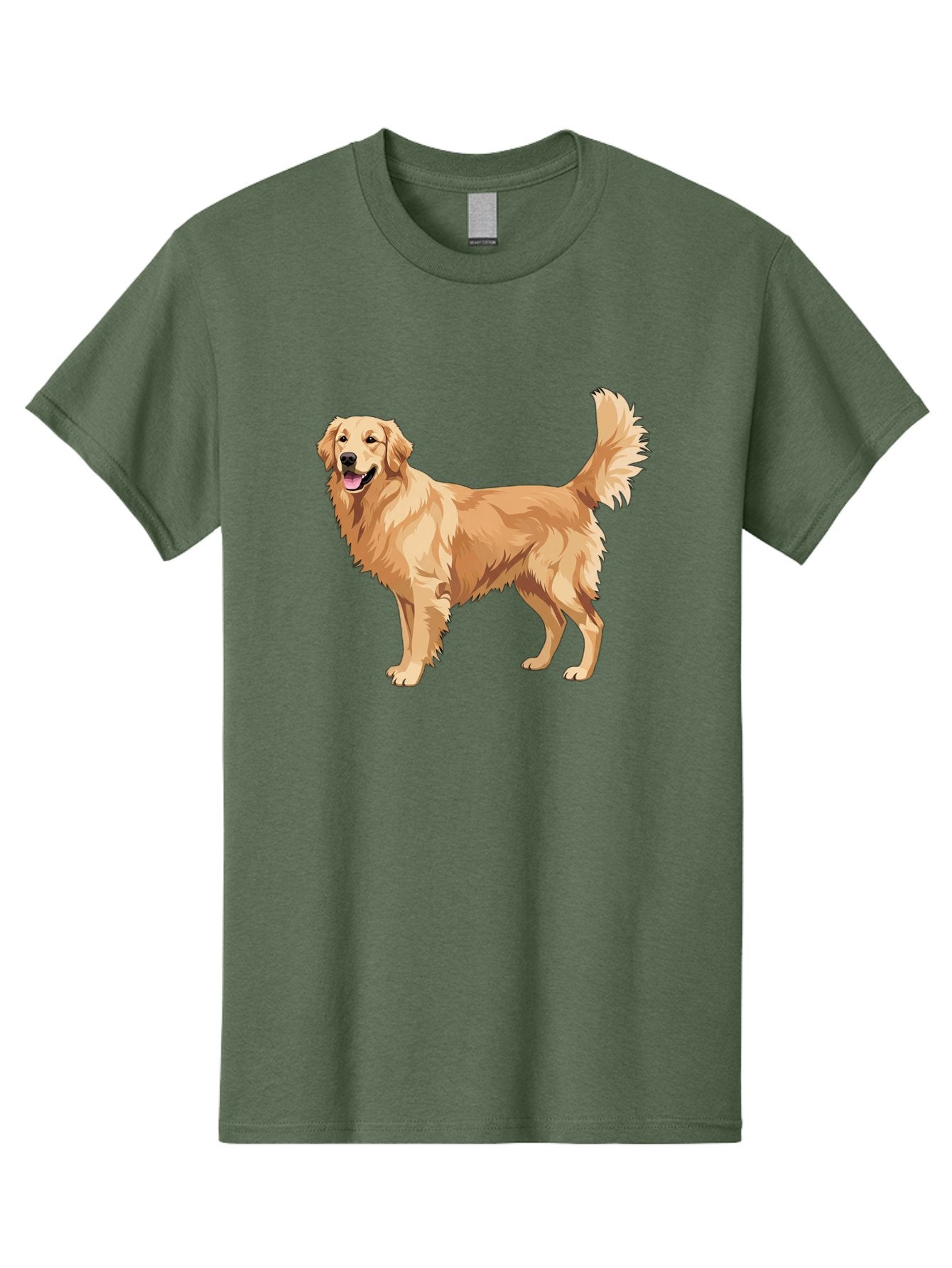 Golden-Retriever-11 Men'S Graphic Tee, 100% Cotton, Comfortable Casual Summer Wear, Machine Washable, Golden Retriever Dog, Happy Dog, Dog Illustration, Canine Graphic, Friendly Dog, Dog Portrait, Retriever Breed, Dog Art Bab968 5