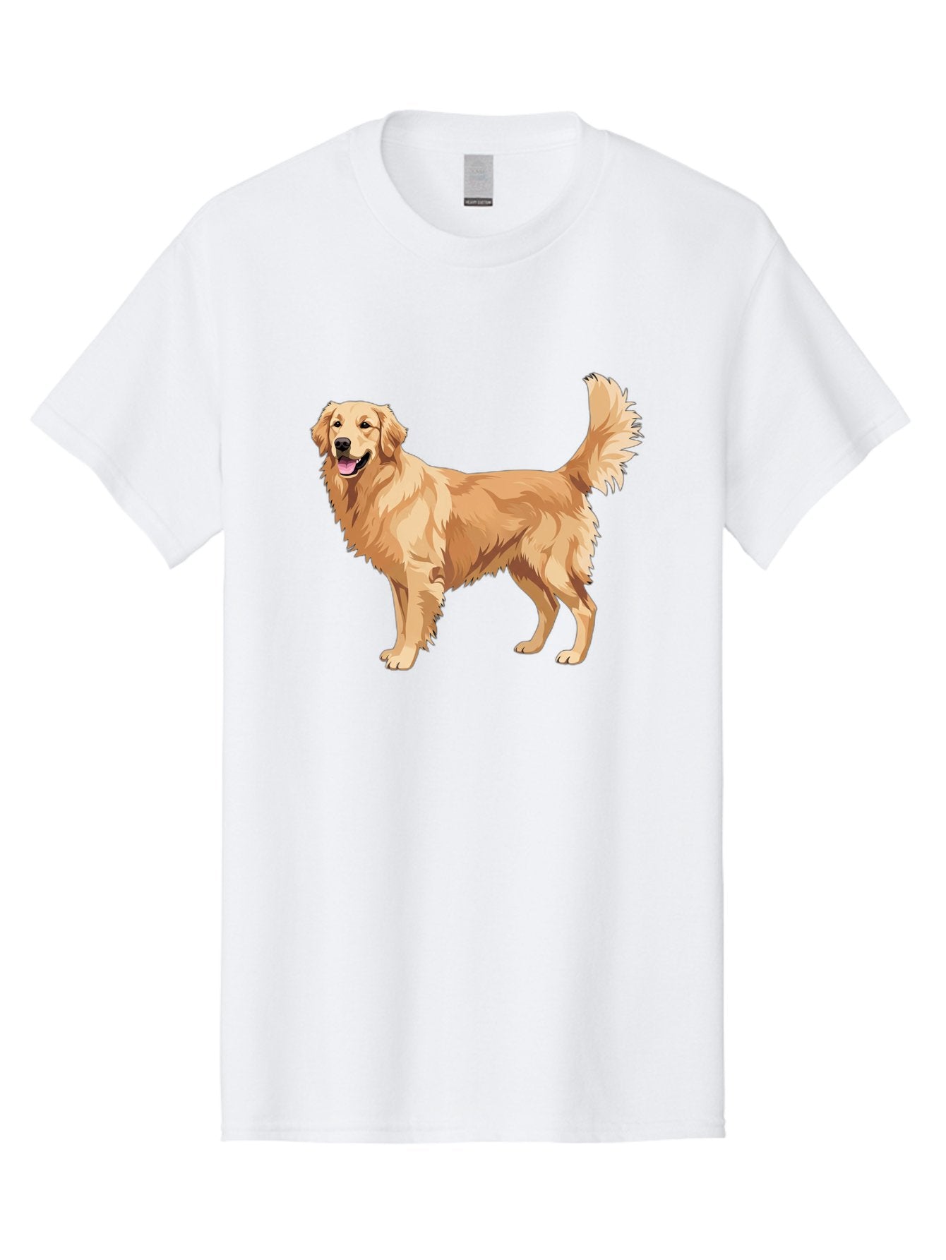 Golden-Retriever-11 Men'S Graphic Tee, 100% Cotton, Comfortable Casual Summer Wear, Machine Washable, Golden Retriever Dog, Happy Dog, Dog Illustration, Canine Graphic, Friendly Dog, Dog Portrait, Retriever Breed, Dog Art Bab968 10
