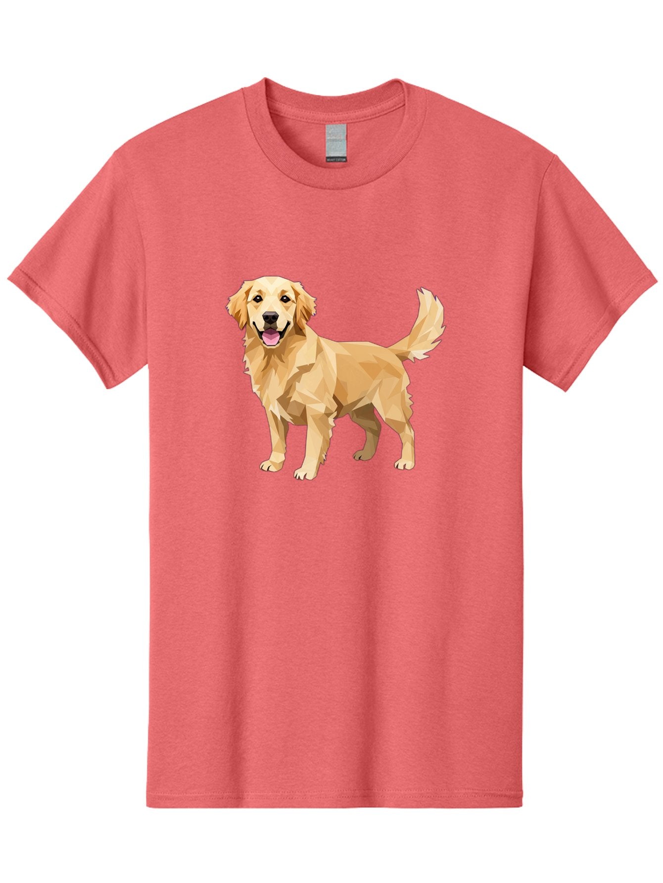 Golden-Retriever-12 Men'S Graphic Tee, 100% Cotton, Comfortable Casual Summer Wear, Machine Washable, Golden Retriever Dog, Happy Canine, Low Poly Art, Dog Illustration, Friendly Dog, Dog Graphics, Pet Illustration, Cute Dog Bab969 14