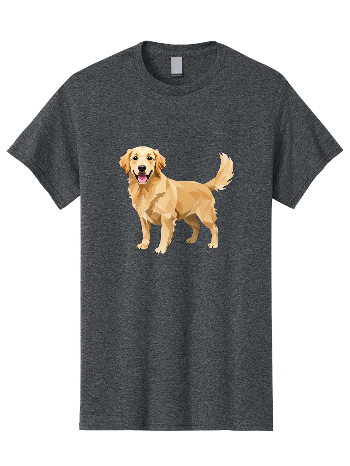 Golden-Retriever-12 Men'S Graphic Tee, 100% Cotton, Comfortable Casual Summer Wear, Machine Washable, Golden Retriever Dog, Happy Canine, Low Poly Art, Dog Illustration, Friendly Dog, Dog Graphics, Pet Illustration, Cute Dog Bab969 10
