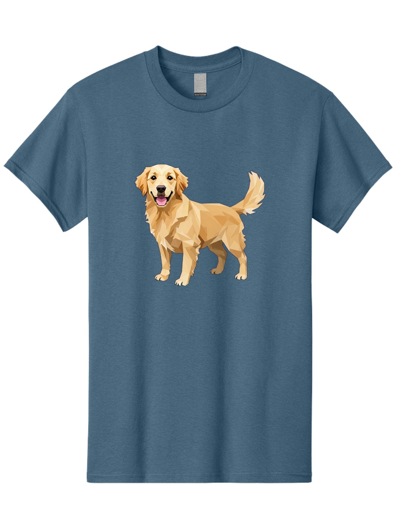 Golden-Retriever-12 Men'S Graphic Tee, 100% Cotton, Comfortable Casual Summer Wear, Machine Washable, Golden Retriever Dog, Happy Canine, Low Poly Art, Dog Illustration, Friendly Dog, Dog Graphics, Pet Illustration, Cute Dog Bab969 12