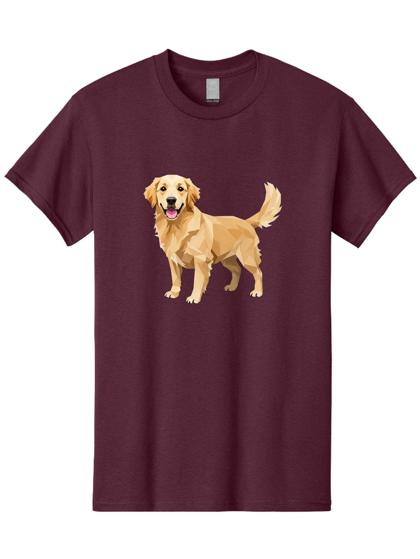Golden-Retriever-12 Men'S Graphic Tee, 100% Cotton, Comfortable Casual Summer Wear, Machine Washable, Golden Retriever Dog, Happy Canine, Low Poly Art, Dog Illustration, Friendly Dog, Dog Graphics, Pet Illustration, Cute Dog Bab969 15