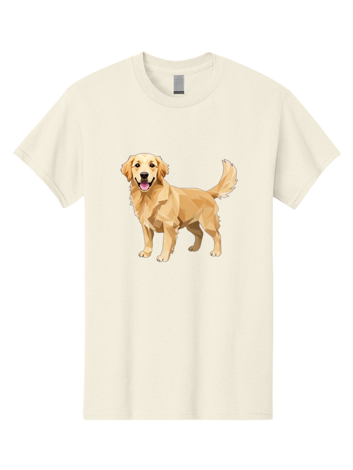 Golden-Retriever-12 Men'S Graphic Tee, 100% Cotton, Comfortable Casual Summer Wear, Machine Washable, Golden Retriever Dog, Happy Canine, Low Poly Art, Dog Illustration, Friendly Dog, Dog Graphics, Pet Illustration, Cute Dog Bab969 11