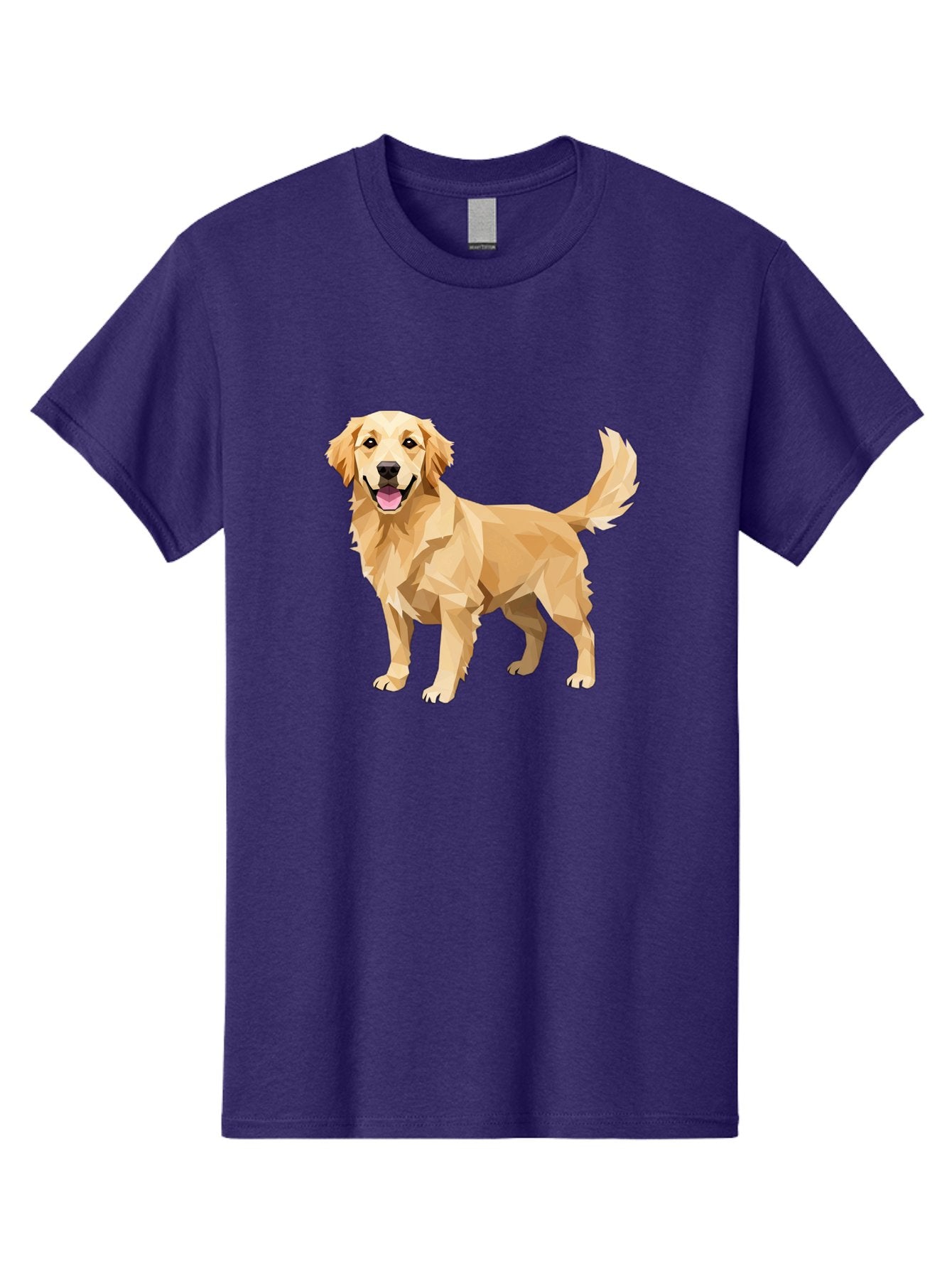 Golden-Retriever-12 Men'S Graphic Tee, 100% Cotton, Comfortable Casual Summer Wear, Machine Washable, Golden Retriever Dog, Happy Canine, Low Poly Art, Dog Illustration, Friendly Dog, Dog Graphics, Pet Illustration, Cute Dog Bab969 8