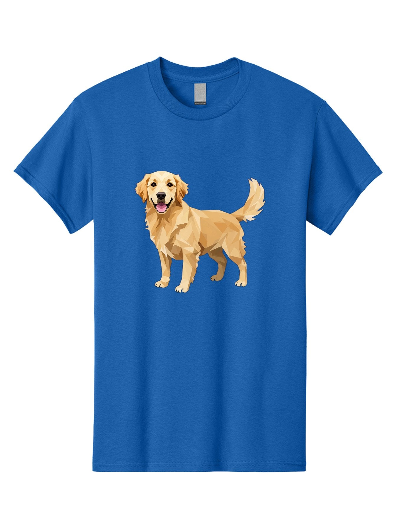 Golden-Retriever-12 Men'S Graphic Tee, 100% Cotton, Comfortable Casual Summer Wear, Machine Washable, Golden Retriever Dog, Happy Canine, Low Poly Art, Dog Illustration, Friendly Dog, Dog Graphics, Pet Illustration, Cute Dog Bab969 13