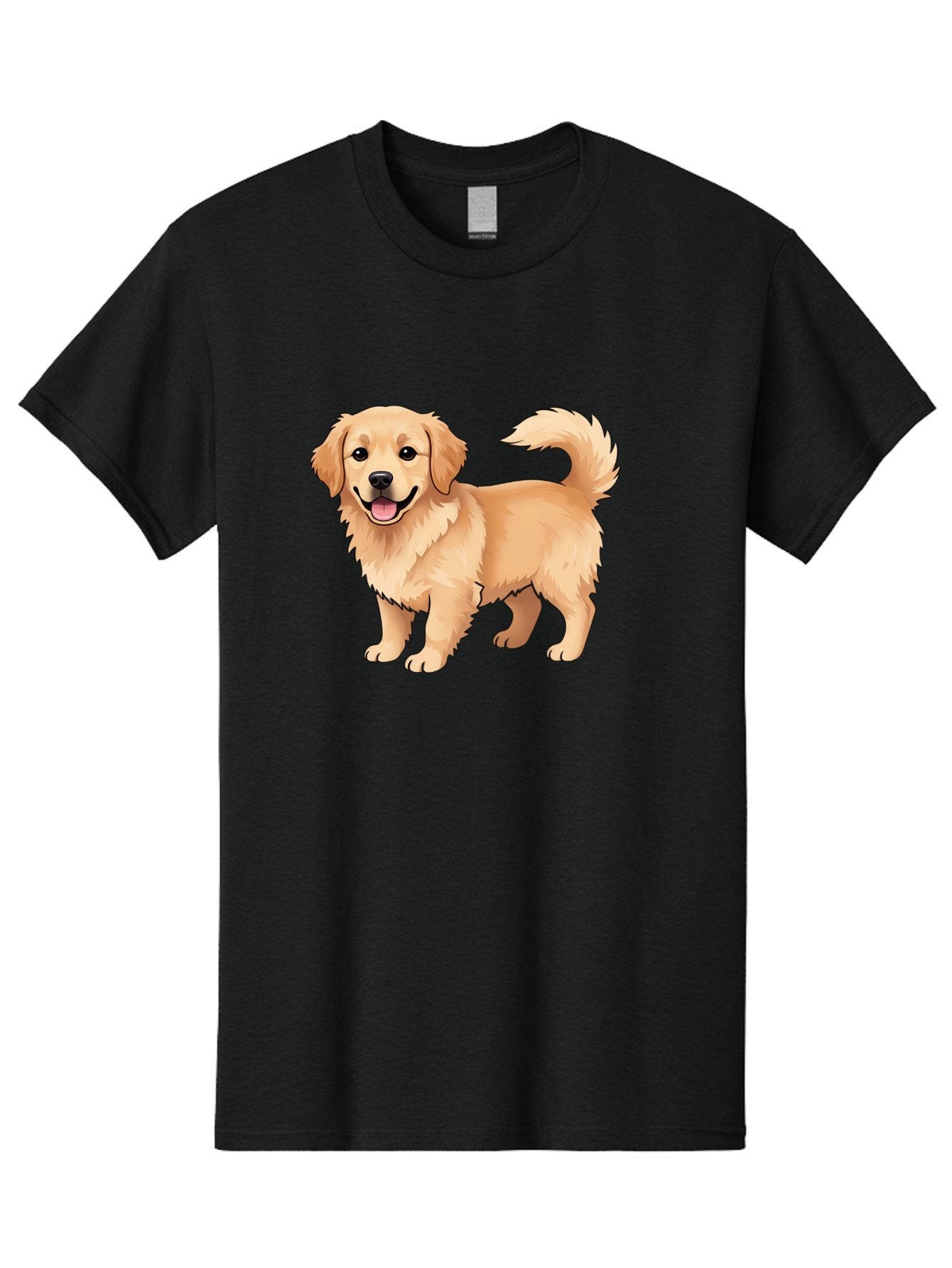 Golden-Retriever-13 Men'S Graphic Tee, 100% Cotton, Comfortable Casual Summer Wear, Machine Washable, Golden Retriever Dog, Happy Expression, Fluffy Fur, Playful Demeanor, Friendly Animal, Cartoon Style, Golden Coat, Dog Illustration, Bab970