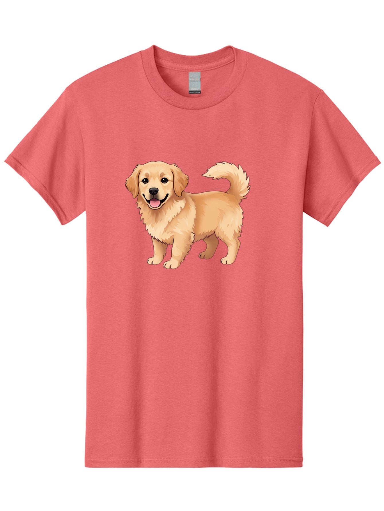 Golden-Retriever-13 Men'S Graphic Tee, 100% Cotton, Comfortable Casual Summer Wear, Machine Washable, Golden Retriever Dog, Happy Expression, Fluffy Fur, Playful Demeanor, Friendly Animal, Cartoon Style, Golden Coat, Dog Illustration, Bab970 4