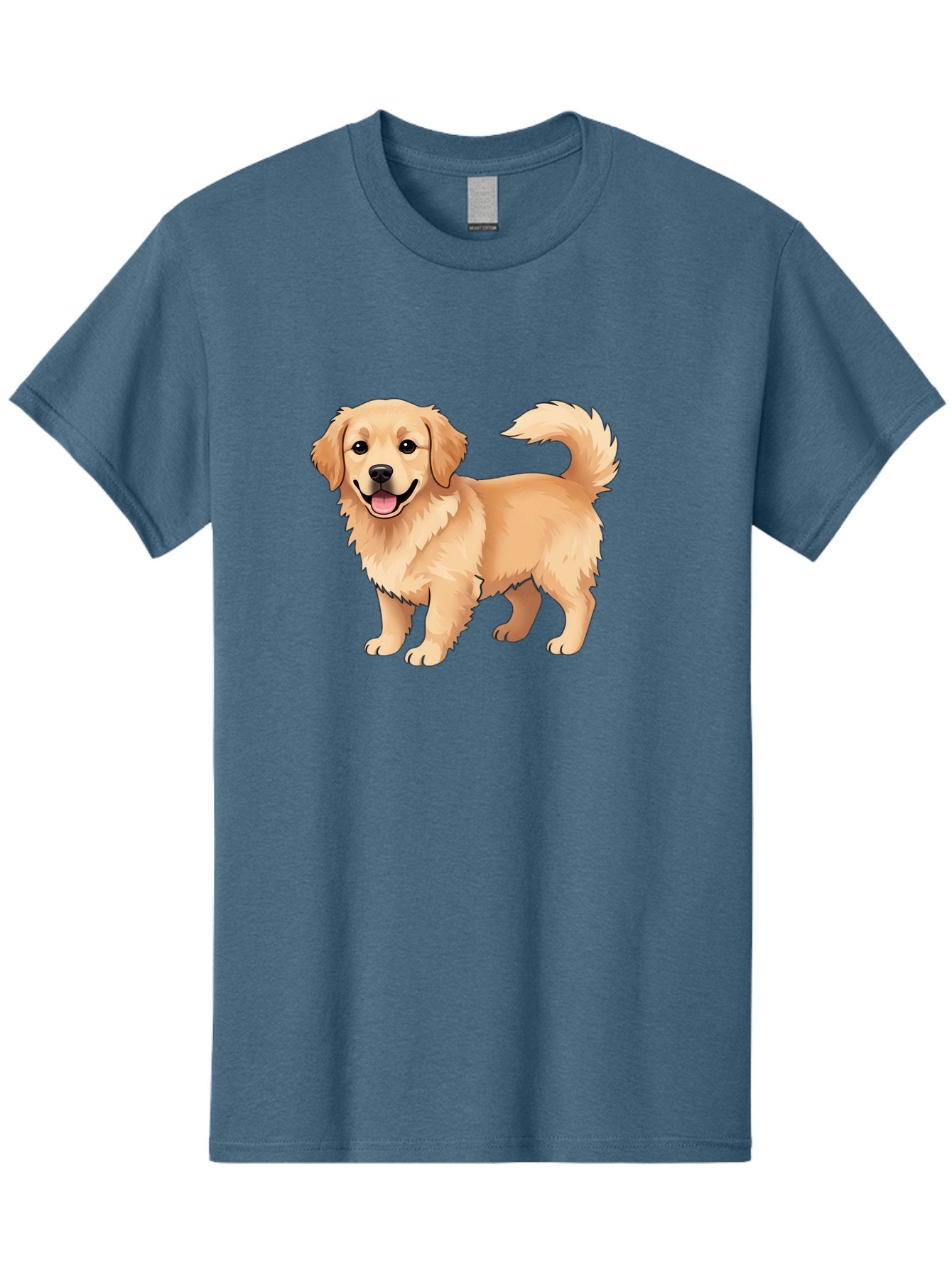 Golden-Retriever-13 Men'S Graphic Tee, 100% Cotton, Comfortable Casual Summer Wear, Machine Washable, Golden Retriever Dog, Happy Expression, Fluffy Fur, Playful Demeanor, Friendly Animal, Cartoon Style, Golden Coat, Dog Illustration, Bab970 3