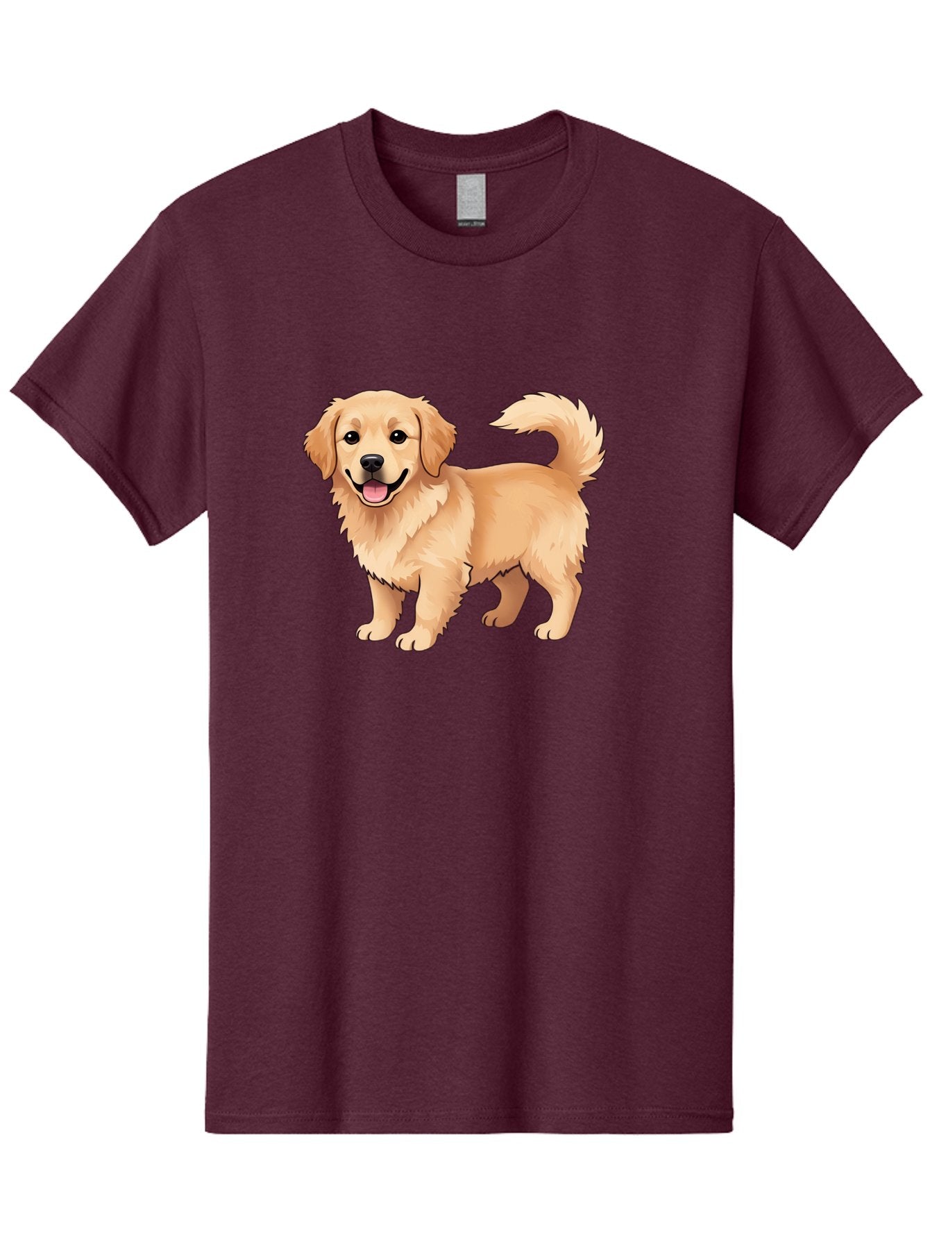 Golden-Retriever-13 Men'S Graphic Tee, 100% Cotton, Comfortable Casual Summer Wear, Machine Washable, Golden Retriever Dog, Happy Expression, Fluffy Fur, Playful Demeanor, Friendly Animal, Cartoon Style, Golden Coat, Dog Illustration, Bab970
