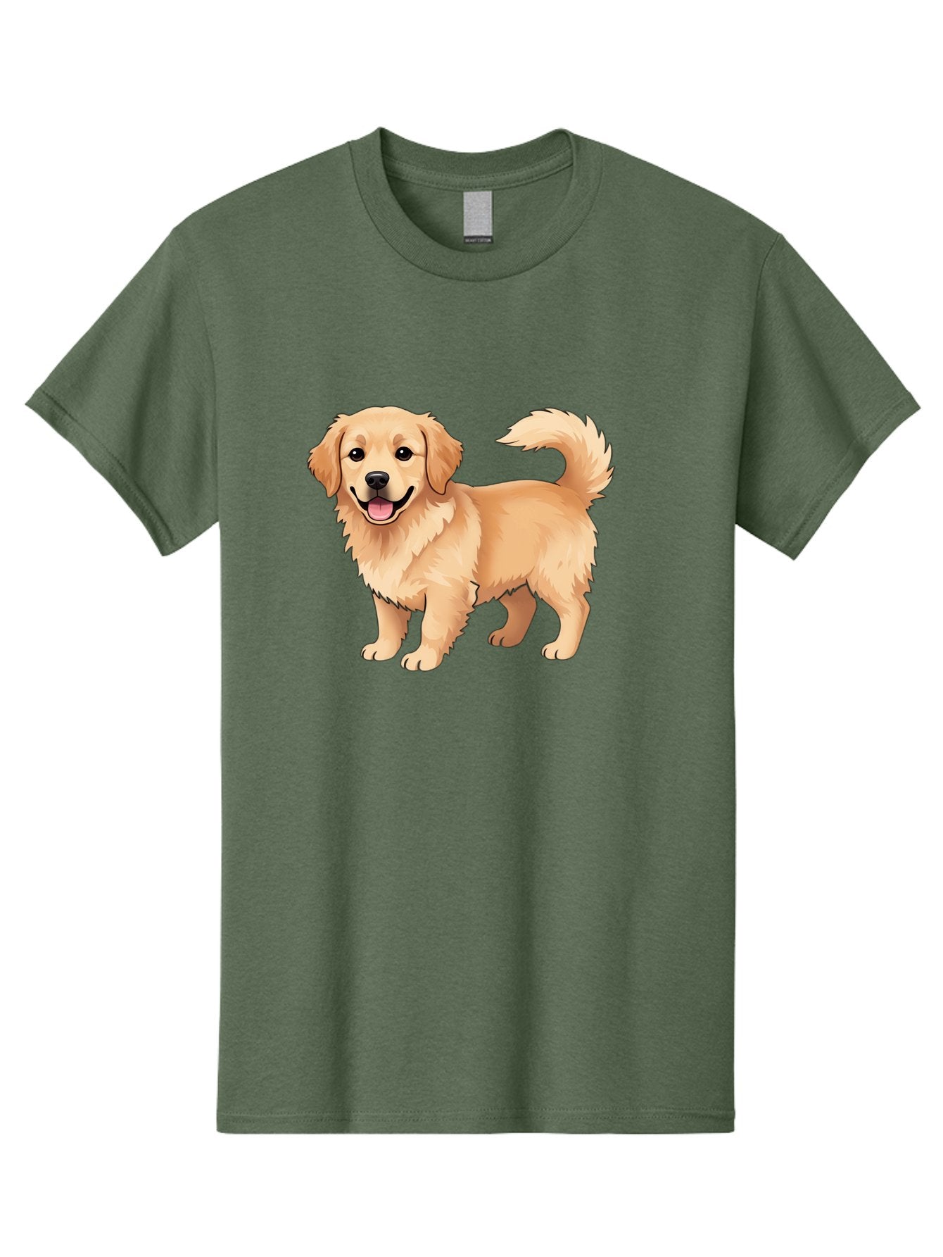 Golden-Retriever-13 Men'S Graphic Tee, 100% Cotton, Comfortable Casual Summer Wear, Machine Washable, Golden Retriever Dog, Happy Expression, Fluffy Fur, Playful Demeanor, Friendly Animal, Cartoon Style, Golden Coat, Dog Illustration, Bab970 7