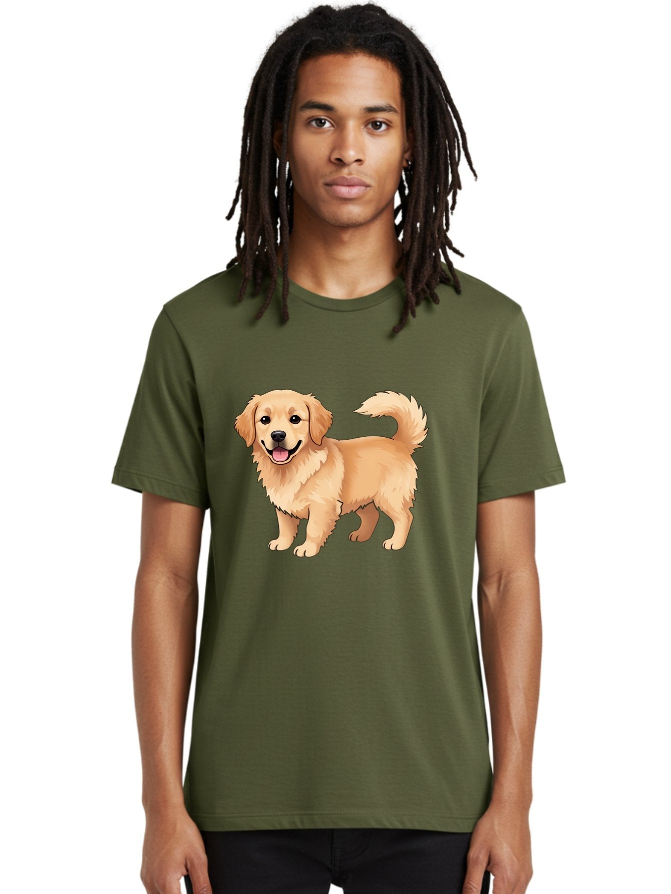 Golden-Retriever-13 Men'S Graphic Tee, 100% Cotton, Comfortable Casual Summer Wear, Machine Washable, Golden Retriever Dog, Happy Expression, Fluffy Fur, Playful Demeanor, Friendly Animal, Cartoon Style, Golden Coat, Dog Illustration, Bab970 16