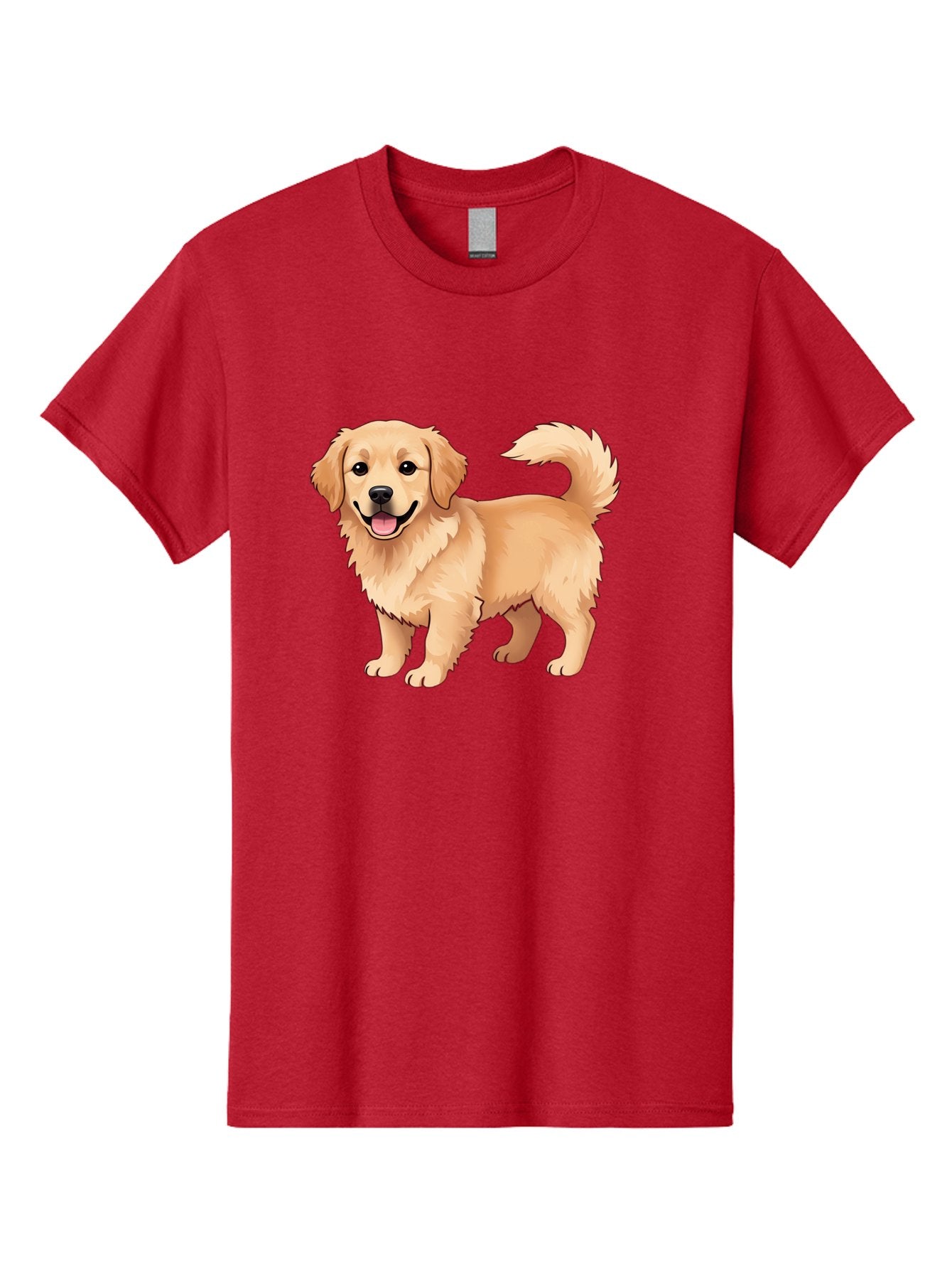Golden-Retriever-13 Men'S Graphic Tee, 100% Cotton, Comfortable Casual Summer Wear, Machine Washable, Golden Retriever Dog, Happy Expression, Fluffy Fur, Playful Demeanor, Friendly Animal, Cartoon Style, Golden Coat, Dog Illustration, Bab970 12