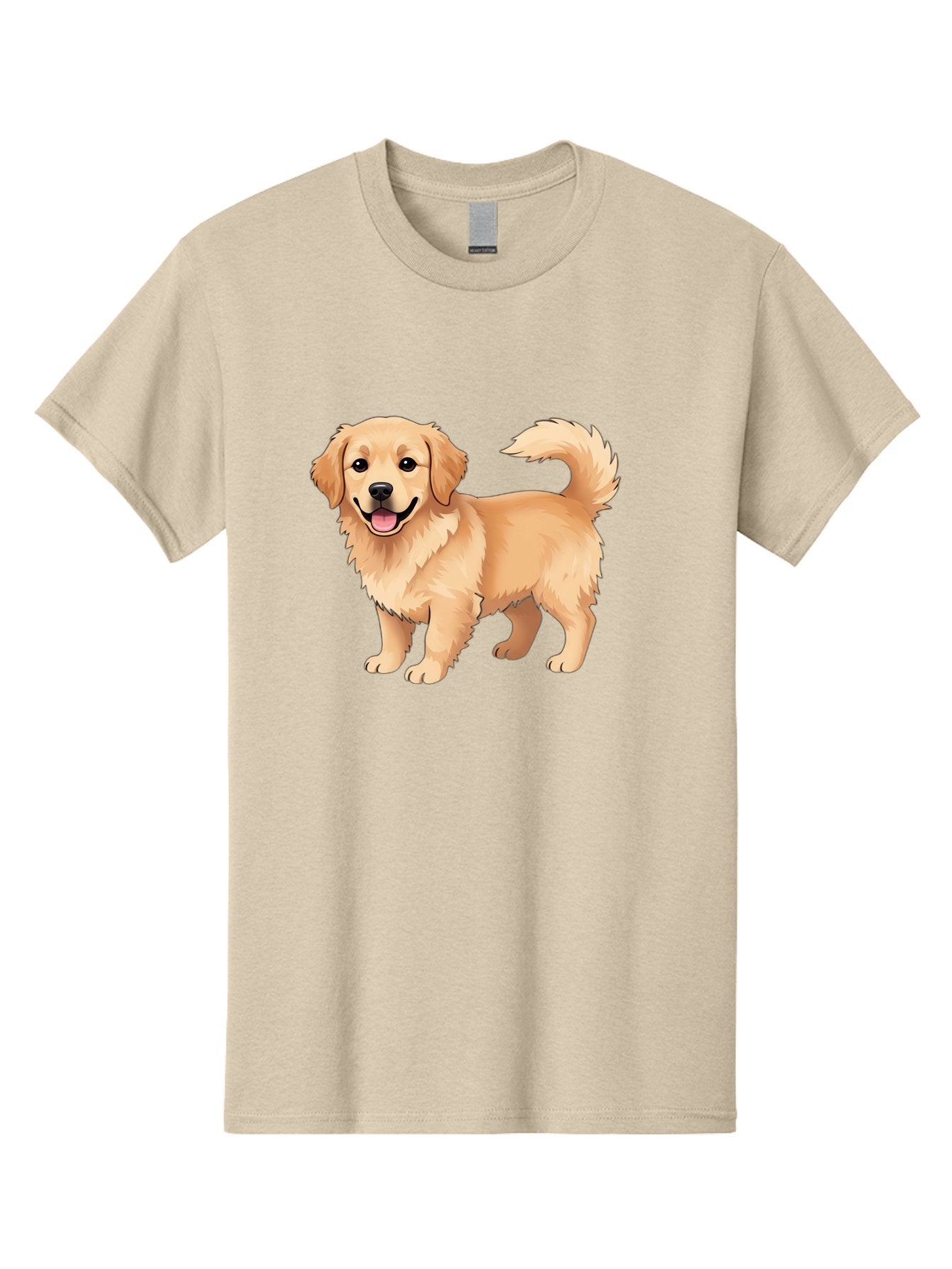 Golden-Retriever-13 Men'S Graphic Tee, 100% Cotton, Comfortable Casual Summer Wear, Machine Washable, Golden Retriever Dog, Happy Expression, Fluffy Fur, Playful Demeanor, Friendly Animal, Cartoon Style, Golden Coat, Dog Illustration, Bab970 13