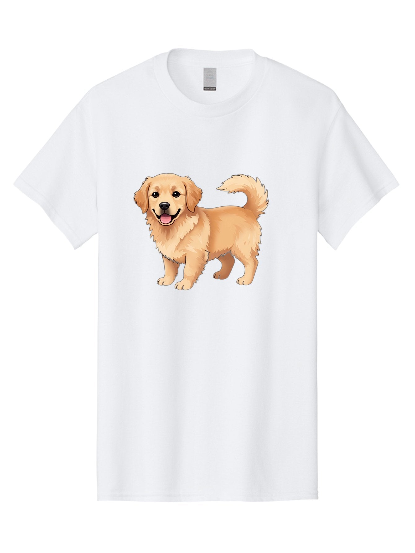 Golden-Retriever-13 Men'S Graphic Tee, 100% Cotton, Comfortable Casual Summer Wear, Machine Washable, Golden Retriever Dog, Happy Expression, Fluffy Fur, Playful Demeanor, Friendly Animal, Cartoon Style, Golden Coat, Dog Illustration, Bab970 9