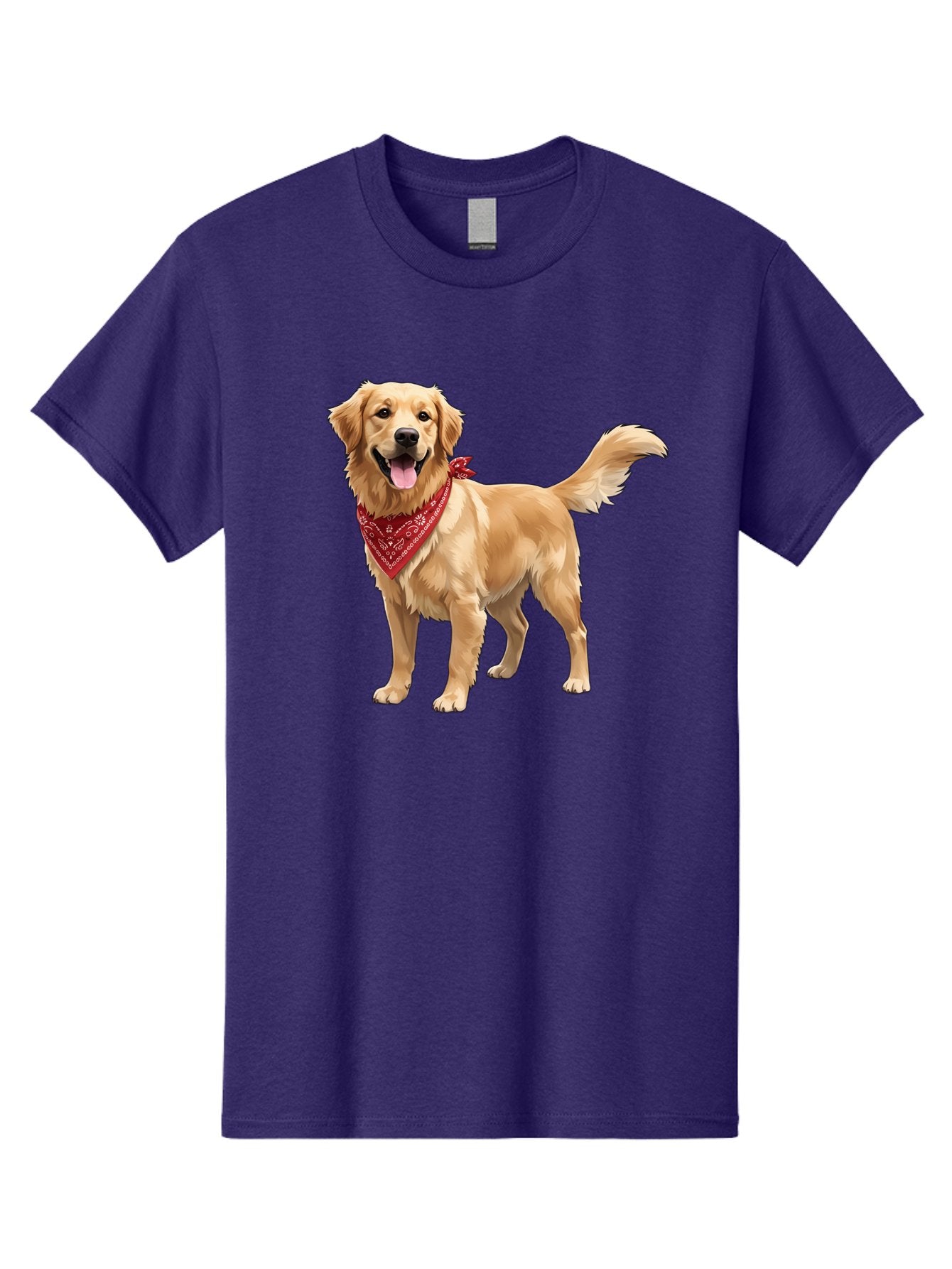 Golden-Retriever-14 Men'S Graphic Tee, 100% Cotton, Comfortable Casual Summer Wear, Machine Washable, Golden Retriever Dog, Red Bandana, Happy Dog, Friendly Pet, Canine Companion, Dog Illustration, Adorable Animal, Pet Portrait, Bab971 7