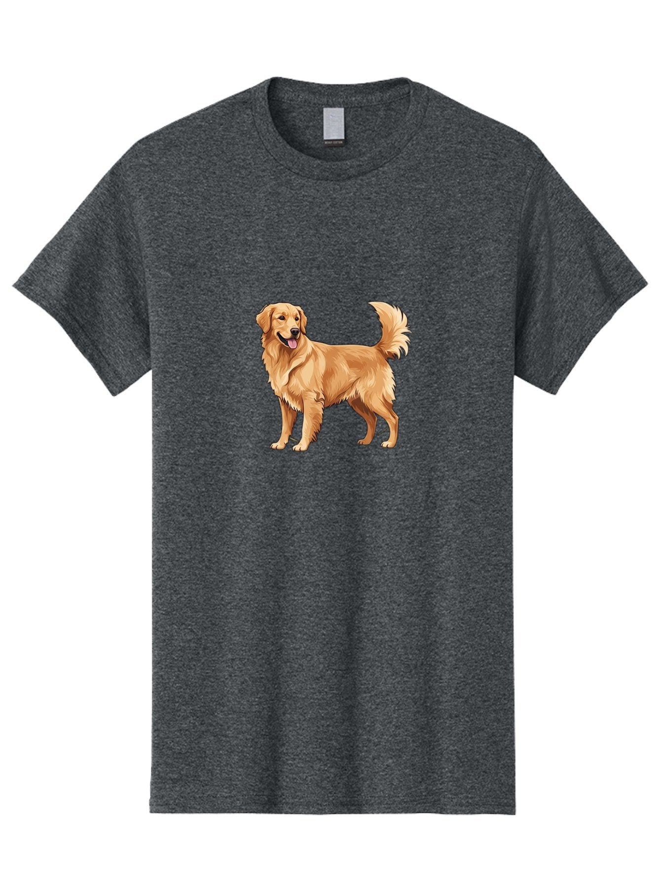 Golden-Retriever-15 Men'S Graphic Tee, 100% Cotton, Comfortable Casual Summer Wear, Machine Washable, Golden Retriever Dog, Friendly Dog, Happy Dog, Dog Illustration, Dog Cartoon, Furry Friends, Canine Companions, Dog Breed, Retriever Dog Bab972 7