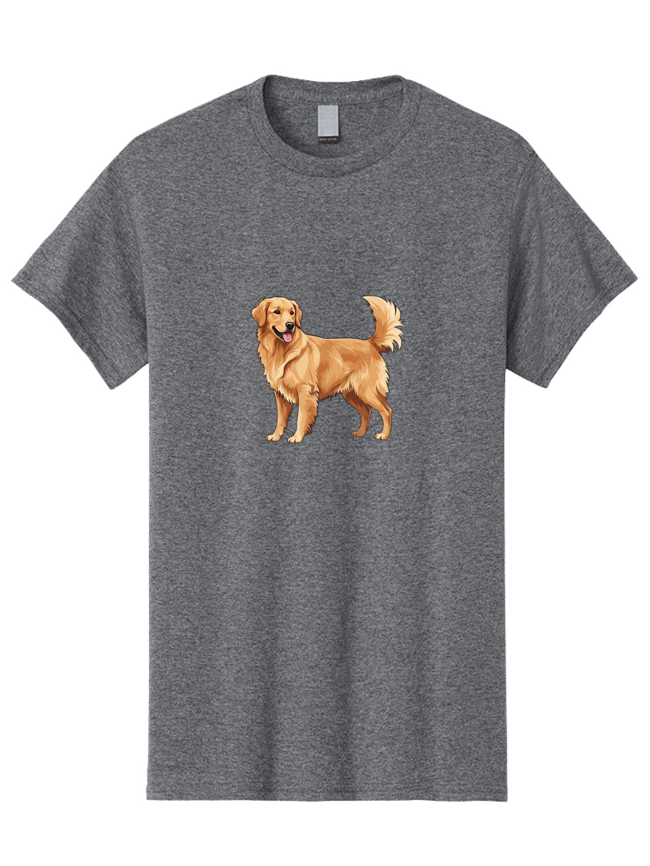 Golden-Retriever-15 Men'S Graphic Tee, 100% Cotton, Comfortable Casual Summer Wear, Machine Washable, Golden Retriever Dog, Friendly Dog, Happy Dog, Dog Illustration, Dog Cartoon, Furry Friends, Canine Companions, Dog Breed, Retriever Dog Bab972 6