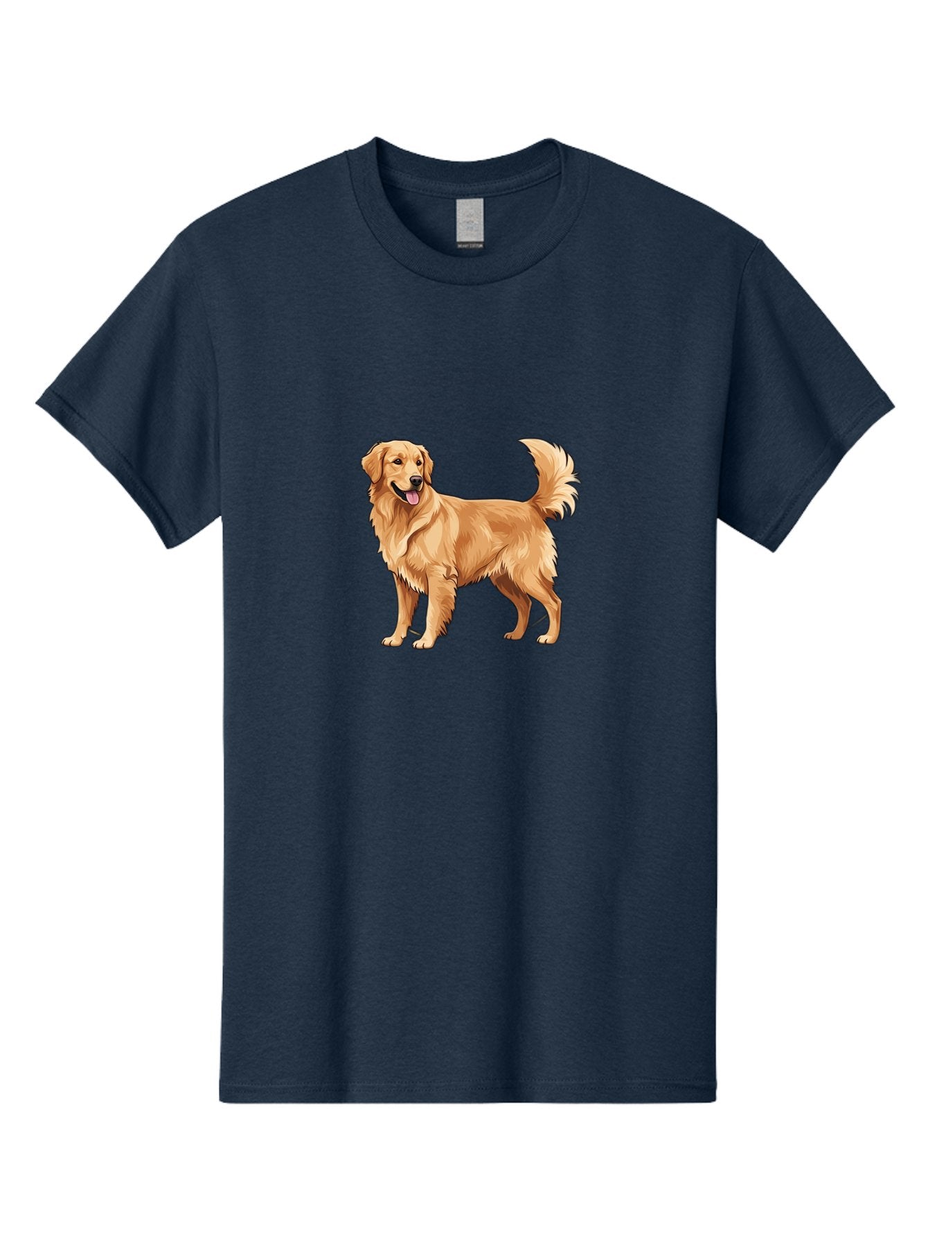 Golden-Retriever-15 Men'S Graphic Tee, 100% Cotton, Comfortable Casual Summer Wear, Machine Washable, Golden Retriever Dog, Friendly Dog, Happy Dog, Dog Illustration, Dog Cartoon, Furry Friends, Canine Companions, Dog Breed, Retriever Dog Bab972 4