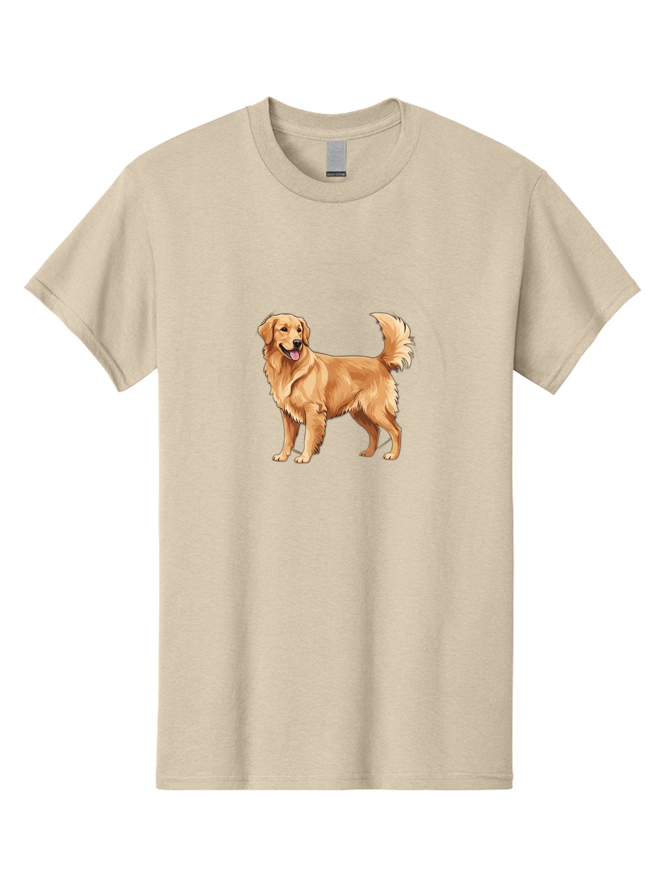 Golden-Retriever-15 Men'S Graphic Tee, 100% Cotton, Comfortable Casual Summer Wear, Machine Washable, Golden Retriever Dog, Friendly Dog, Happy Dog, Dog Illustration, Dog Cartoon, Furry Friends, Canine Companions, Dog Breed, Retriever Dog Bab972 8