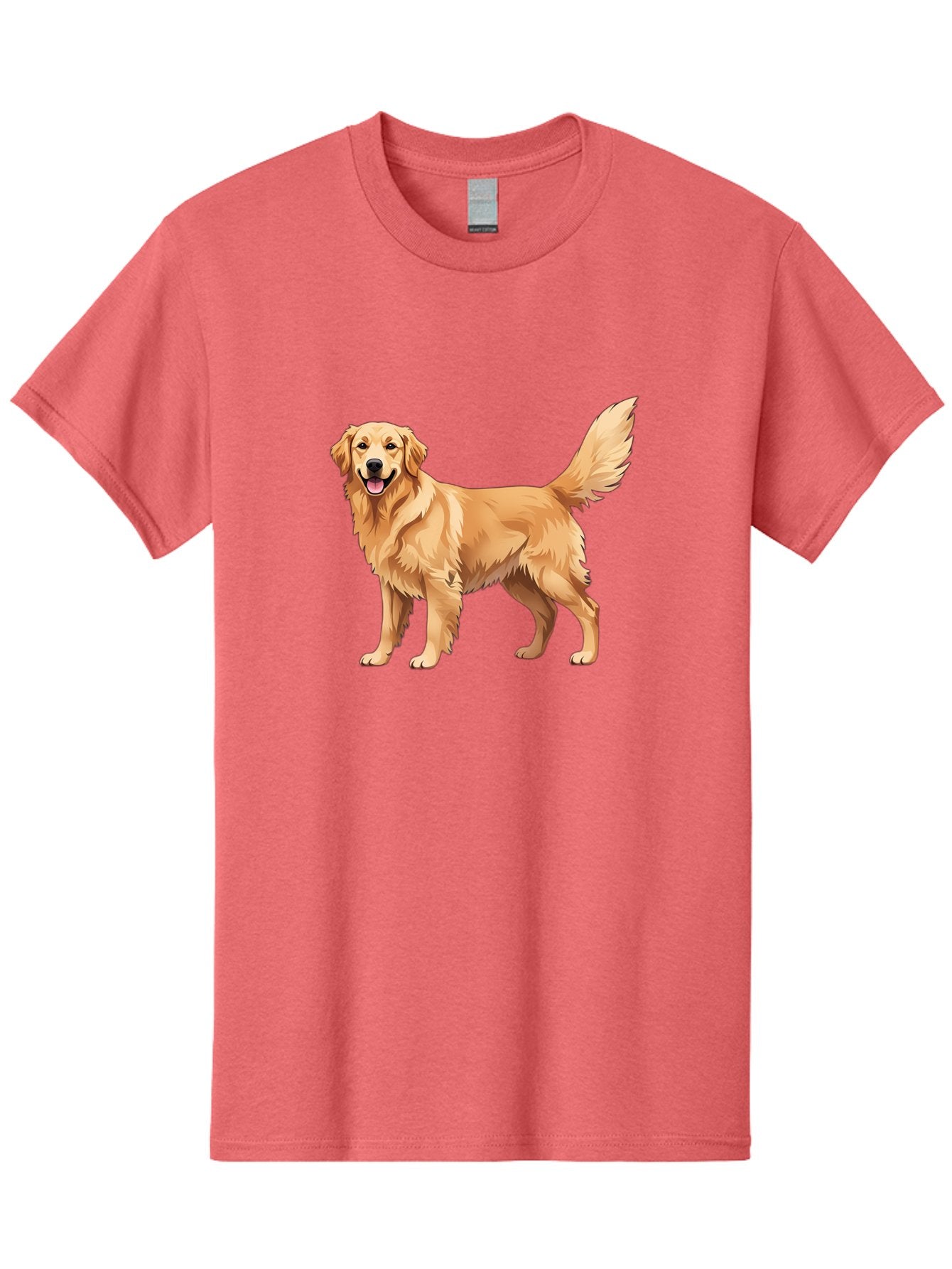 Golden-Retriever-16 Men'S Graphic Tee, 100% Cotton, Comfortable Casual Summer Wear, Machine Washable, Golden Retriever, Happy Dog, Fluffy Fur, Friendly Pet, Cartoon Dog, Dog Illustration, Canine Friend, Playful Breed, Loyal Companion, Bab973 4