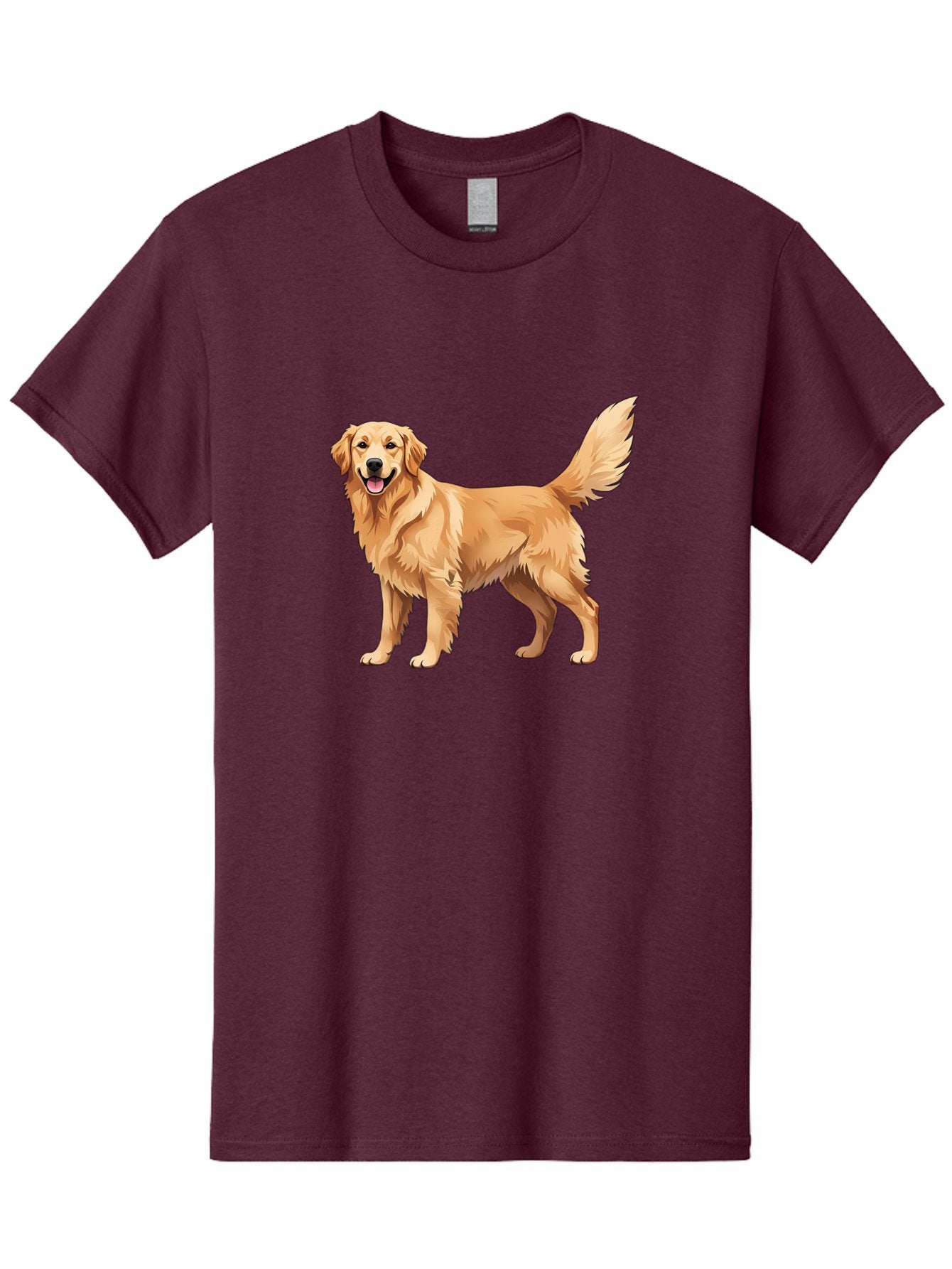 Golden-Retriever-16 Men'S Graphic Tee, 100% Cotton, Comfortable Casual Summer Wear, Machine Washable, Golden Retriever, Happy Dog, Fluffy Fur, Friendly Pet, Cartoon Dog, Dog Illustration, Canine Friend, Playful Breed, Loyal Companion, Bab973
