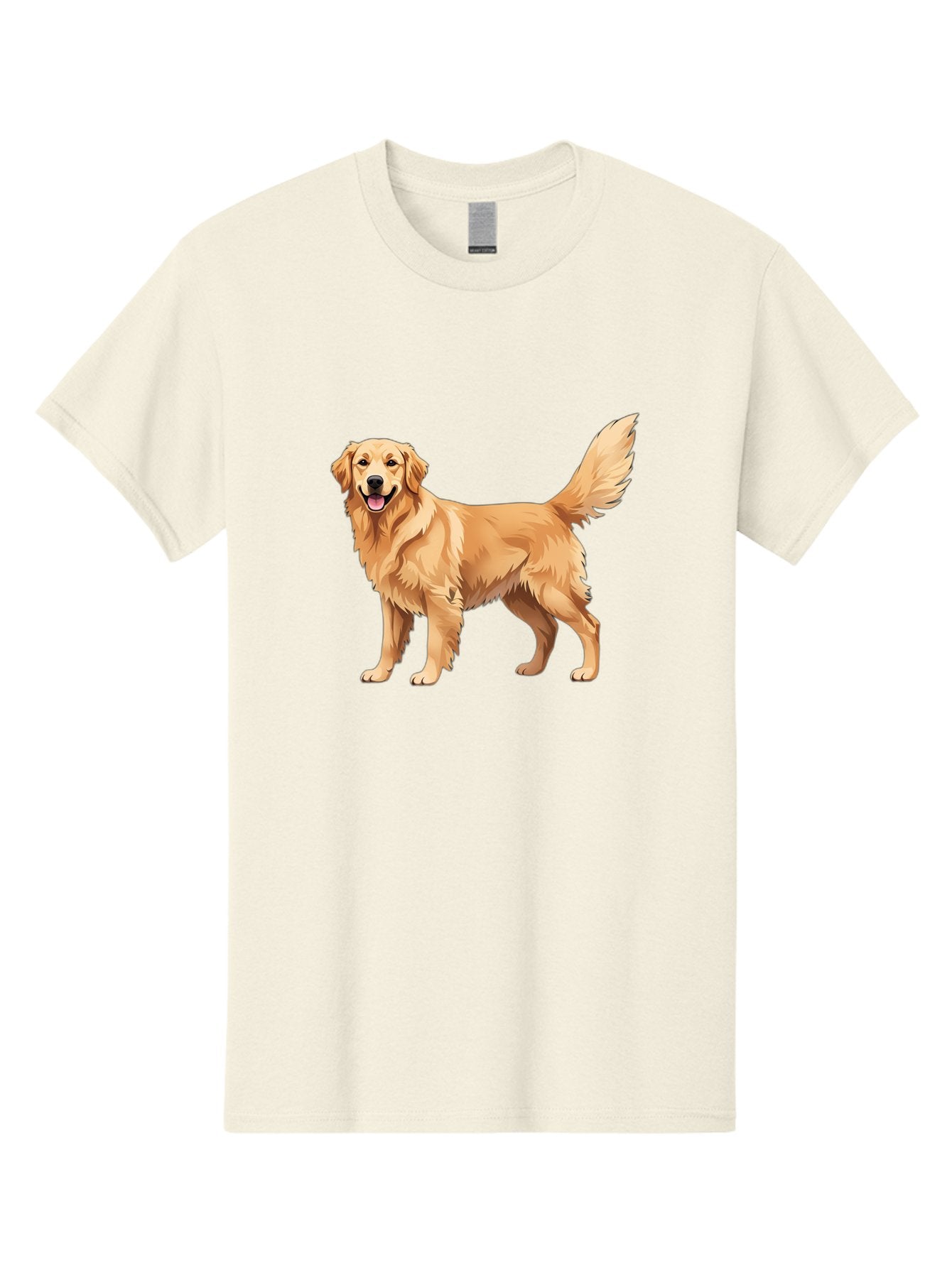 Golden-Retriever-16 Men'S Graphic Tee, 100% Cotton, Comfortable Casual Summer Wear, Machine Washable, Golden Retriever, Happy Dog, Fluffy Fur, Friendly Pet, Cartoon Dog, Dog Illustration, Canine Friend, Playful Breed, Loyal Companion, Bab973 14