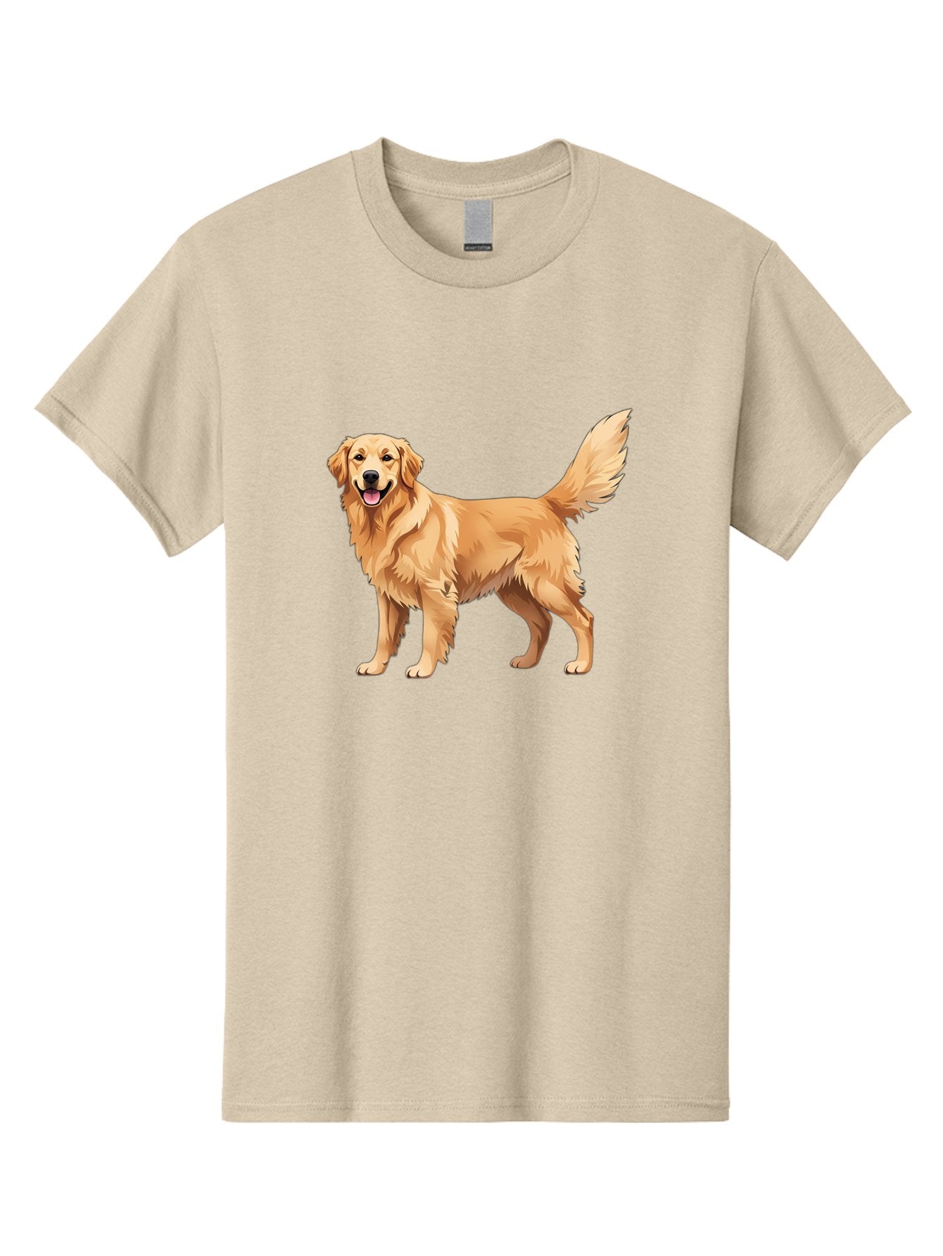 Golden-Retriever-16 Men'S Graphic Tee, 100% Cotton, Comfortable Casual Summer Wear, Machine Washable, Golden Retriever, Happy Dog, Fluffy Fur, Friendly Pet, Cartoon Dog, Dog Illustration, Canine Friend, Playful Breed, Loyal Companion, Bab973 15