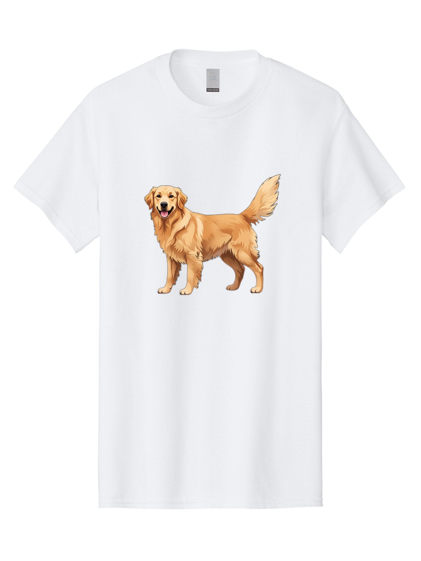 Golden-Retriever-16 Men'S Graphic Tee, 100% Cotton, Comfortable Casual Summer Wear, Machine Washable, Golden Retriever, Happy Dog, Fluffy Fur, Friendly Pet, Cartoon Dog, Dog Illustration, Canine Friend, Playful Breed, Loyal Companion, Bab973 10