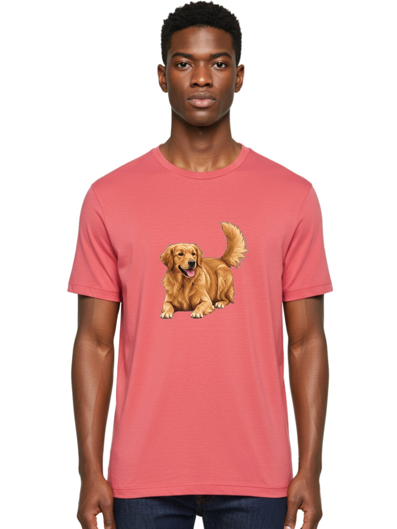 Golden-Retriever-17 Men'S Graphic Tee, 100% Cotton, Comfortable Casual Summer Wear, Machine Washable, Golden Retriever Dog, Playful Pet, Happy Animal, Fluffy Fur, Friendly Breed, Loyal Companion, Canine Friend, Dog Portrait, Pet Illustration Bab974 27