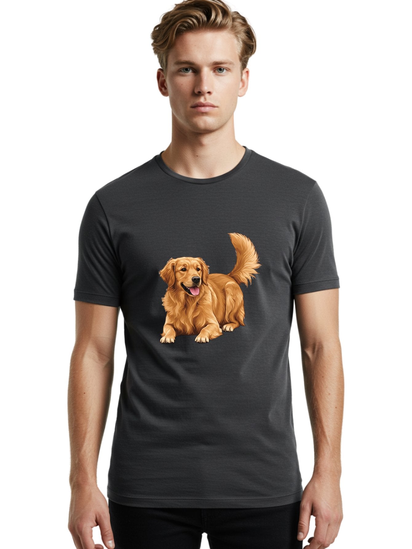Golden-Retriever-17 Men'S Graphic Tee, 100% Cotton, Comfortable Casual Summer Wear, Machine Washable, Golden Retriever Dog, Playful Pet, Happy Animal, Fluffy Fur, Friendly Breed, Loyal Companion, Canine Friend, Dog Portrait, Pet Illustration Bab974 20