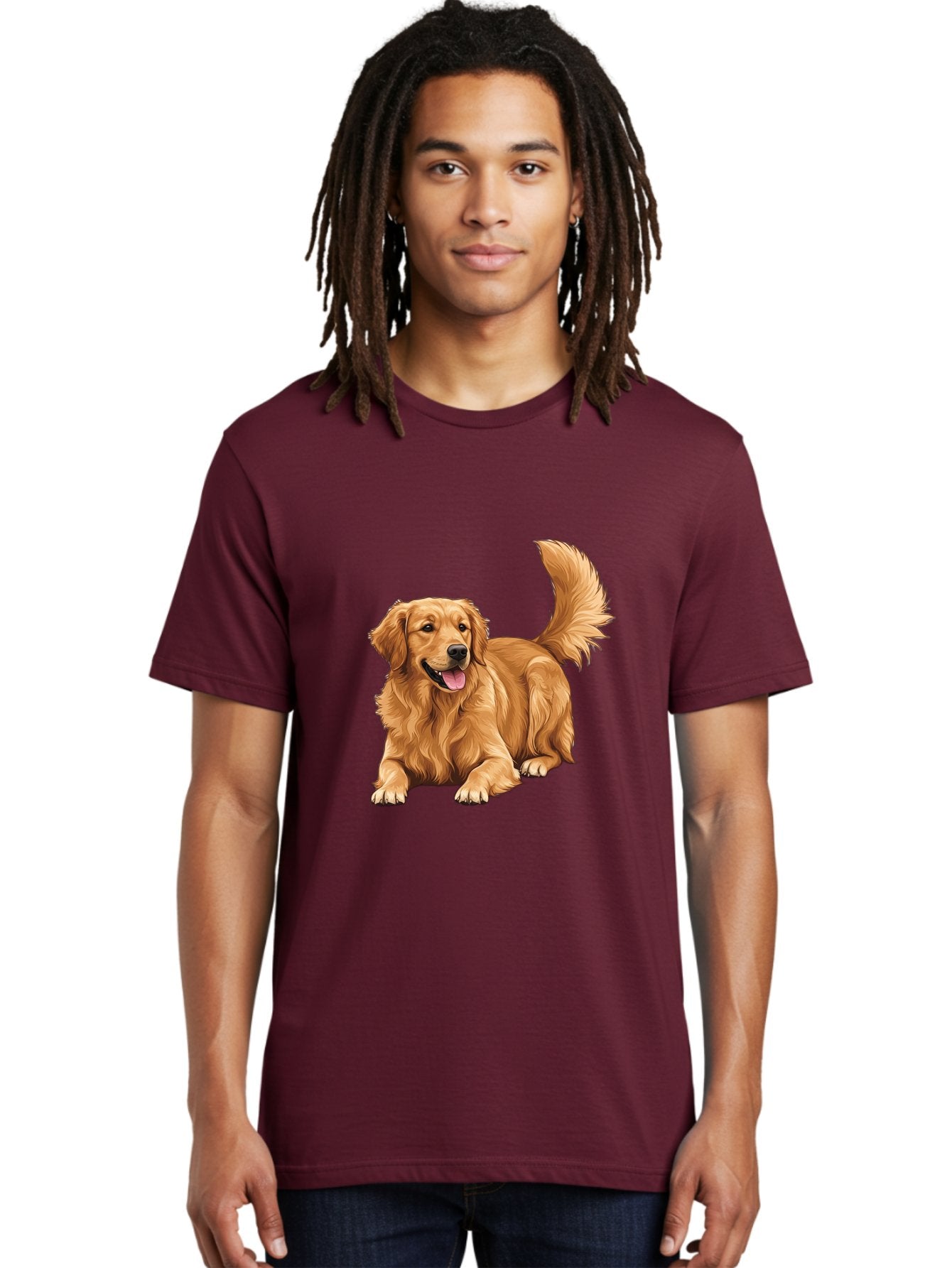 Golden-Retriever-17 Men'S Graphic Tee, 100% Cotton, Comfortable Casual Summer Wear, Machine Washable, Golden Retriever Dog, Playful Pet, Happy Animal, Fluffy Fur, Friendly Breed, Loyal Companion, Canine Friend, Dog Portrait, Pet Illustration Bab974 26