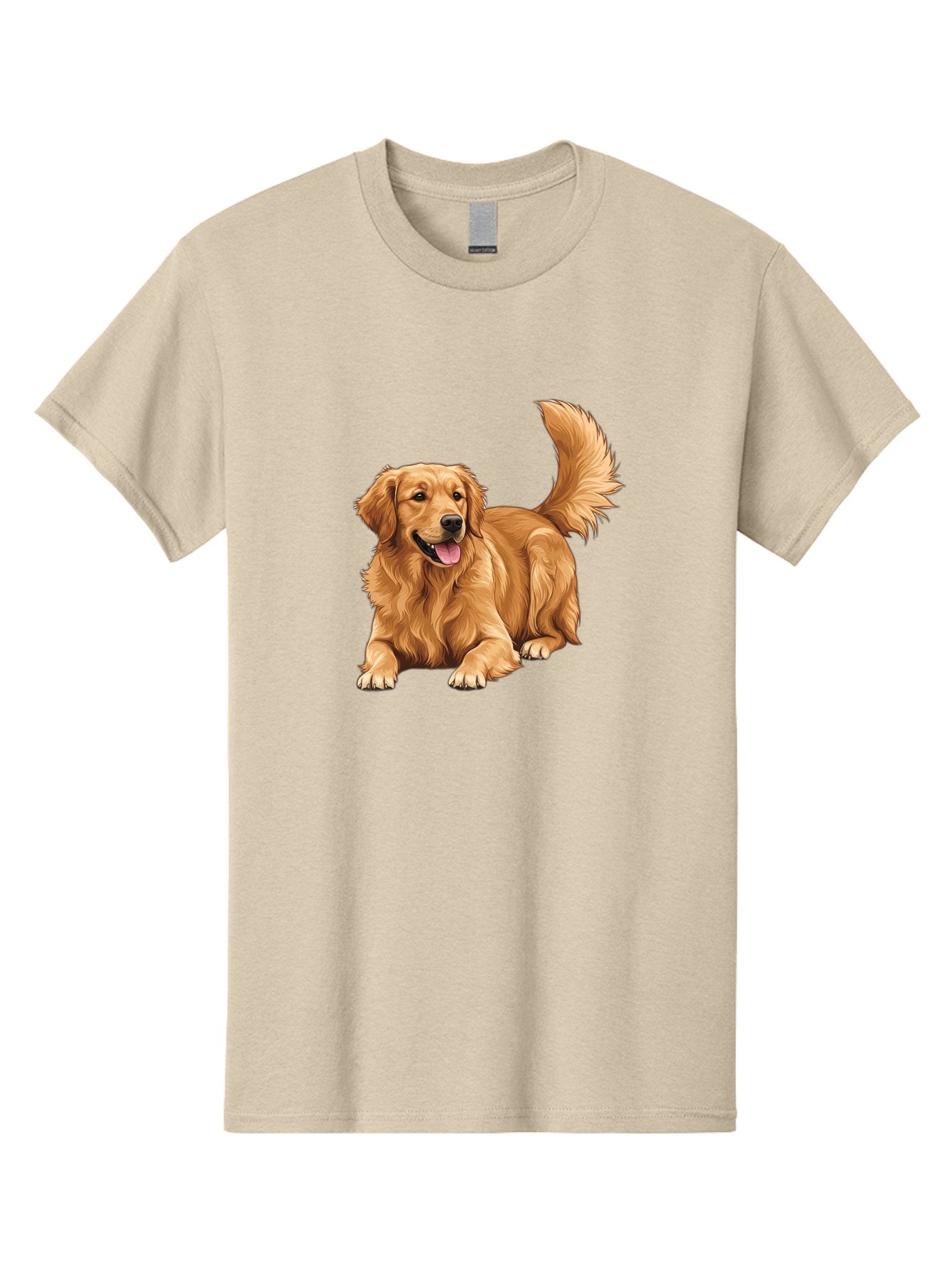 Golden-Retriever-17 Men'S Graphic Tee, 100% Cotton, Comfortable Casual Summer Wear, Machine Washable, Golden Retriever Dog, Playful Pet, Happy Animal, Fluffy Fur, Friendly Breed, Loyal Companion, Canine Friend, Dog Portrait, Pet Illustration Bab974 5