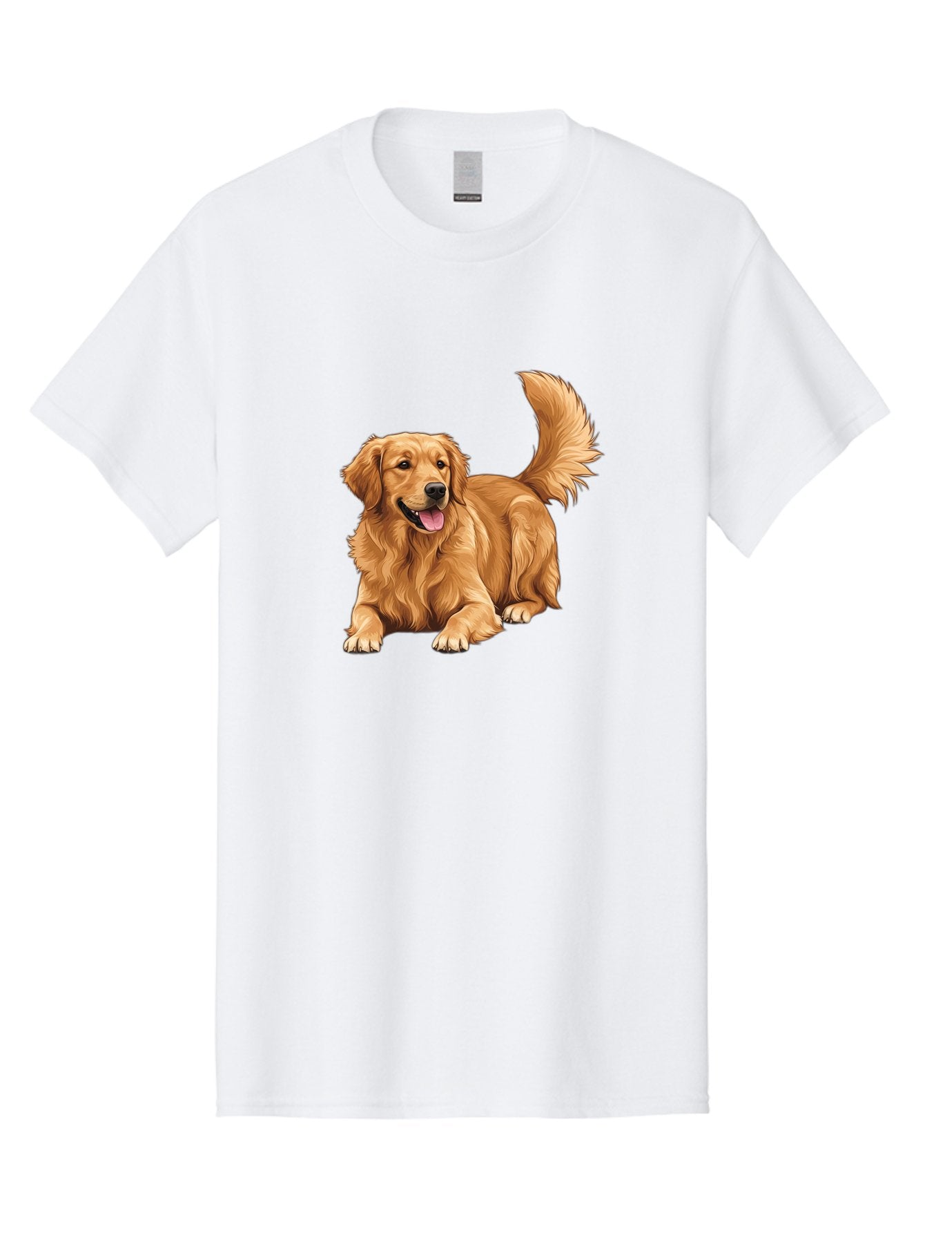 Golden-Retriever-17 Men'S Graphic Tee, 100% Cotton, Comfortable Casual Summer Wear, Machine Washable, Golden Retriever Dog, Playful Pet, Happy Animal, Fluffy Fur, Friendly Breed, Loyal Companion, Canine Friend, Dog Portrait, Pet Illustration Bab974
