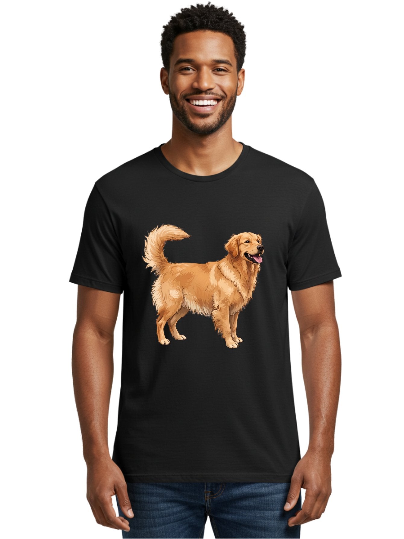 Golden-Retriever-18 Men'S Graphic Tee, 100% Cotton, Comfortable Casual Summer Wear, Machine Washable, Golden Retriever Dog, Happy Dog, Friendly Dog, Canine, Pet, Fluffy Fur, Wagging Tail, Playful Animal Bab975 28