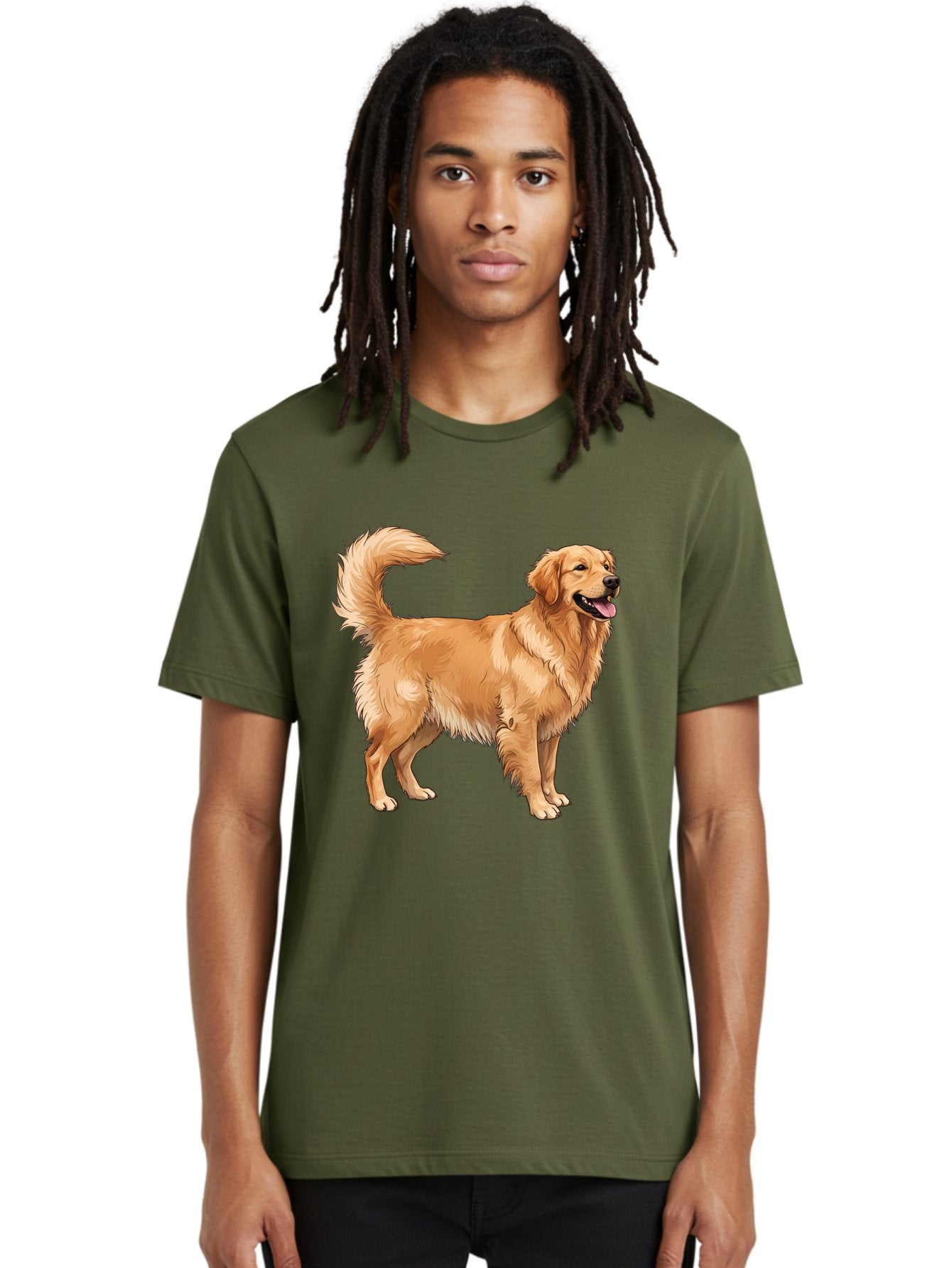 Golden-Retriever-18 Men'S Graphic Tee, 100% Cotton, Comfortable Casual Summer Wear, Machine Washable, Golden Retriever Dog, Happy Dog, Friendly Dog, Canine, Pet, Fluffy Fur, Wagging Tail, Playful Animal Bab975 27