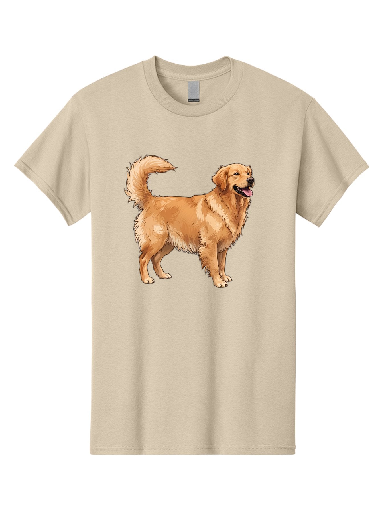 Golden-Retriever-18 Men'S Graphic Tee, 100% Cotton, Comfortable Casual Summer Wear, Machine Washable, Golden Retriever Dog, Happy Dog, Friendly Dog, Canine, Pet, Fluffy Fur, Wagging Tail, Playful Animal Bab975 4